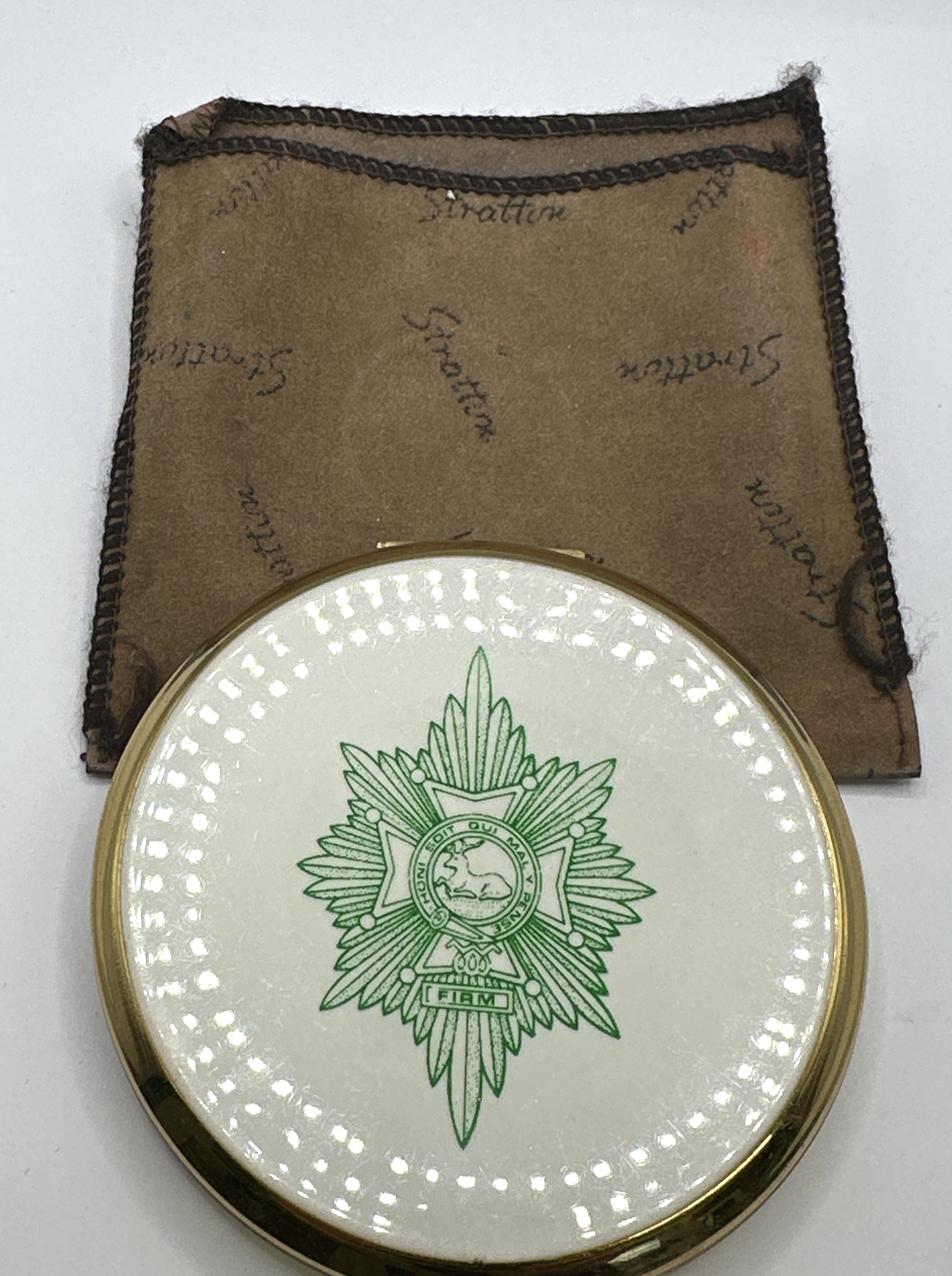 Stratton Worcestershire Regiment Enamel Convertible Compact with Pouch