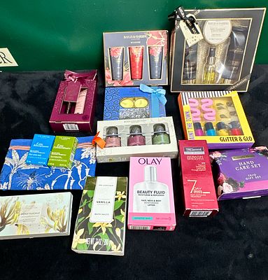 An Assortment of Branded Beauty Skincare and Fragrance Gift Sets Including Clarins and Baylis 