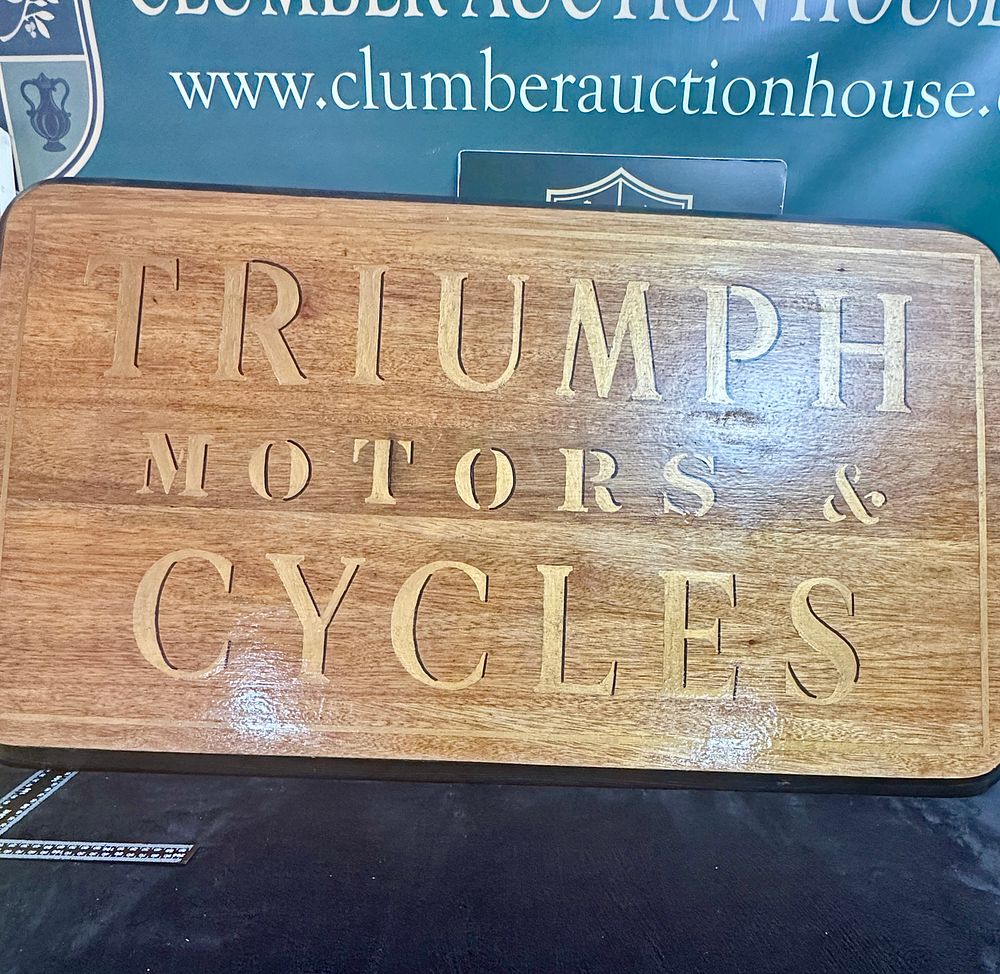 Lot 153: Triumph Motors and Cycles Decorative Sign
