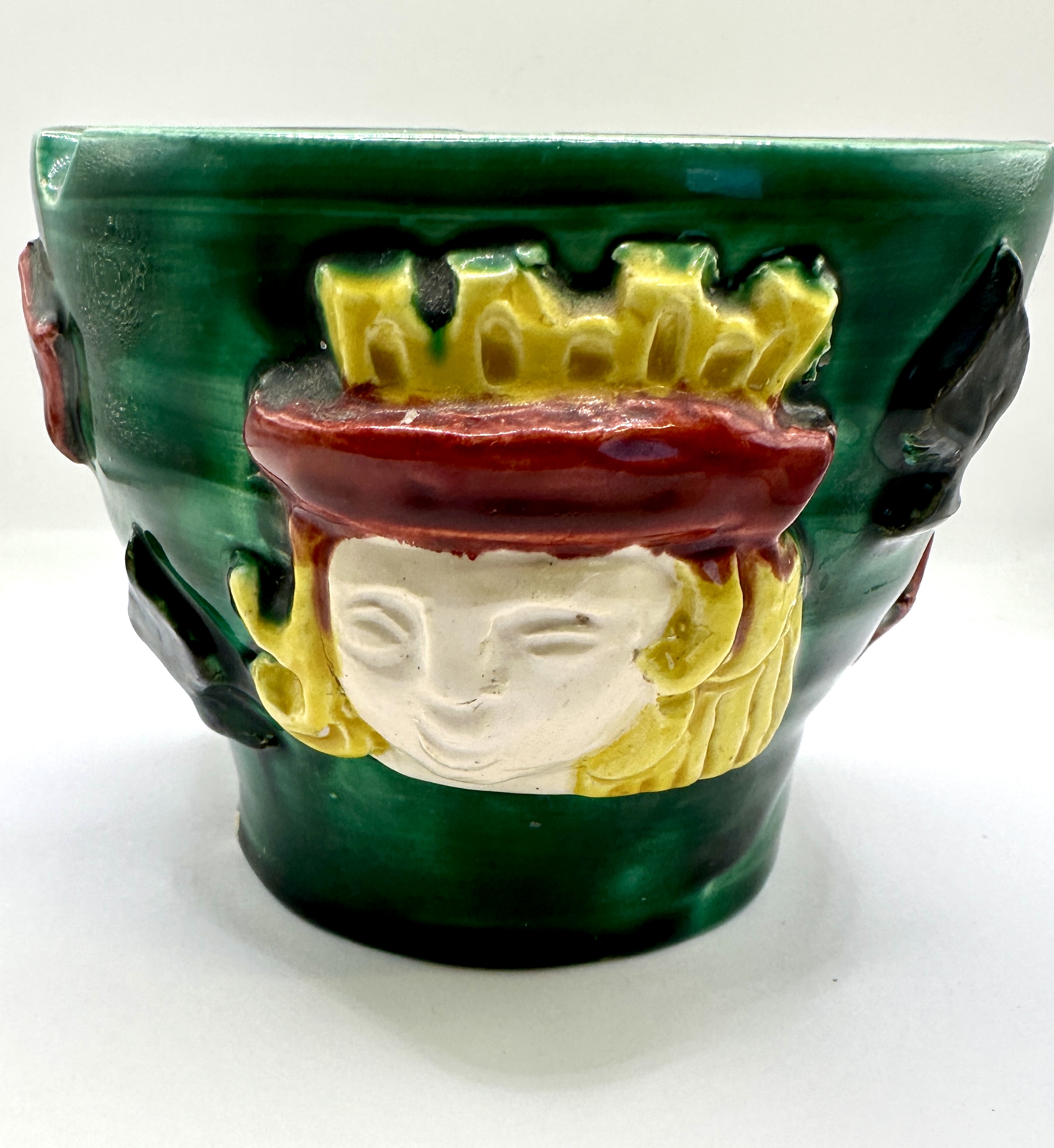 A High-Relief Moulded Earthenware Figural Ashtray with Majolica Glazes