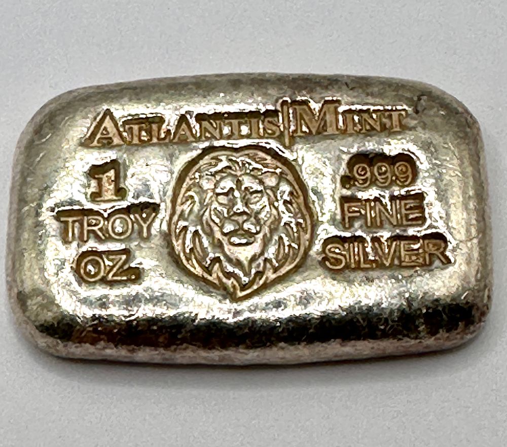 Lot 237: Atlantis Mint 1 Troy Ounce Hand-Poured Silver Lion Bar