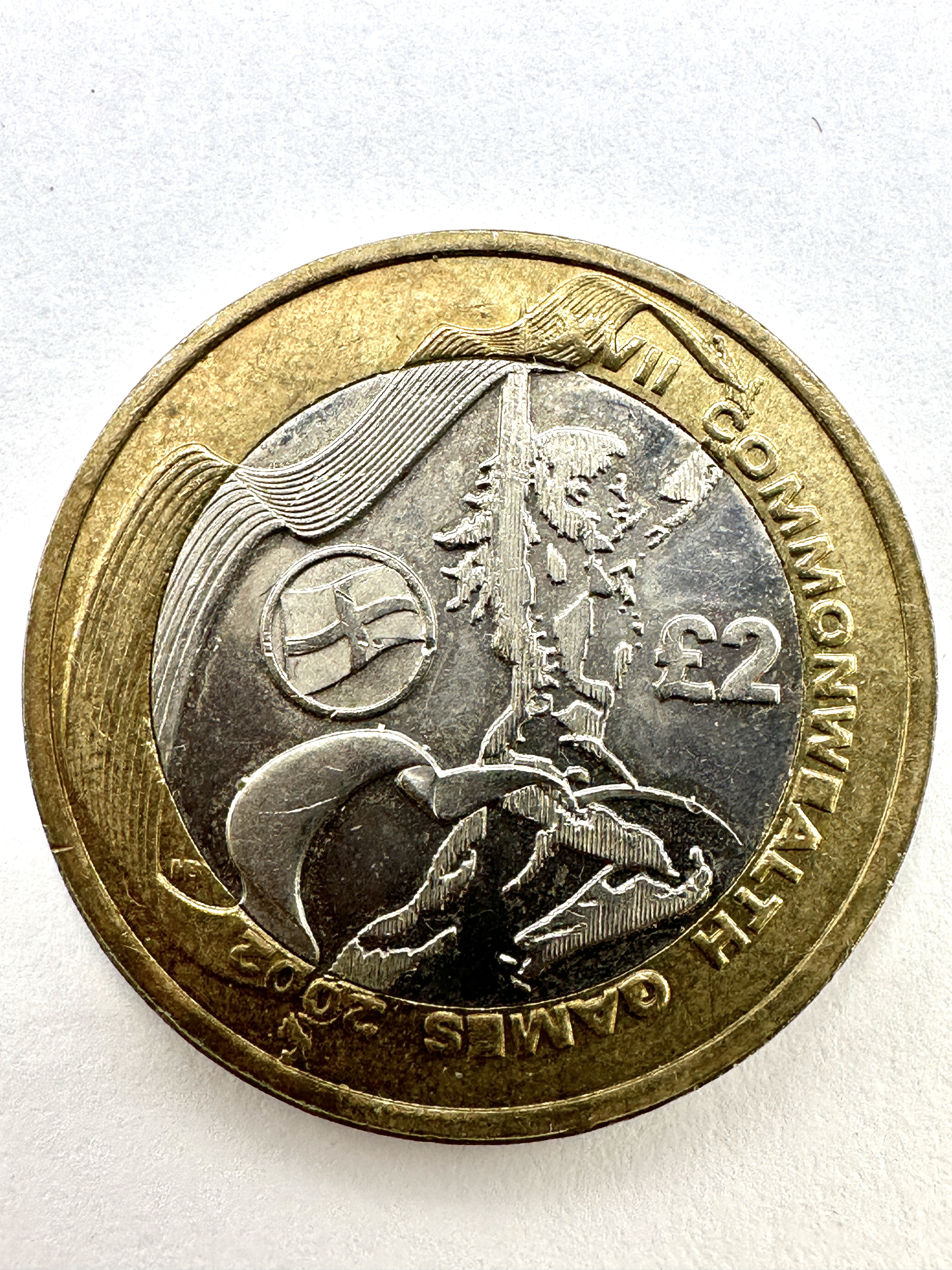 UK 2002 XVII Commonwealth Games Scotland Flag Two Pound Coin KM# 1034