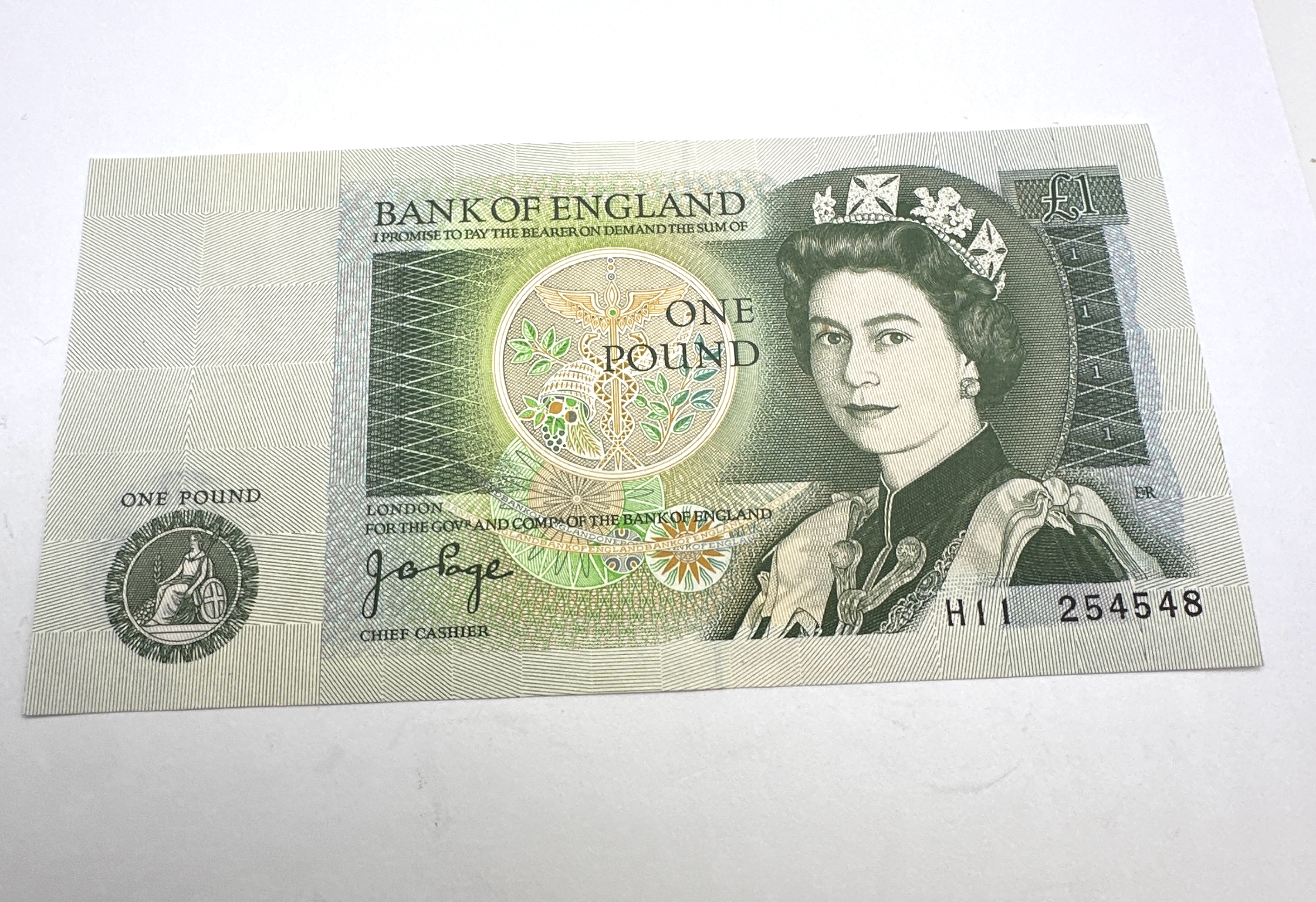 UK Bank of England One Pound Banknote Series D J.B. Page Signature