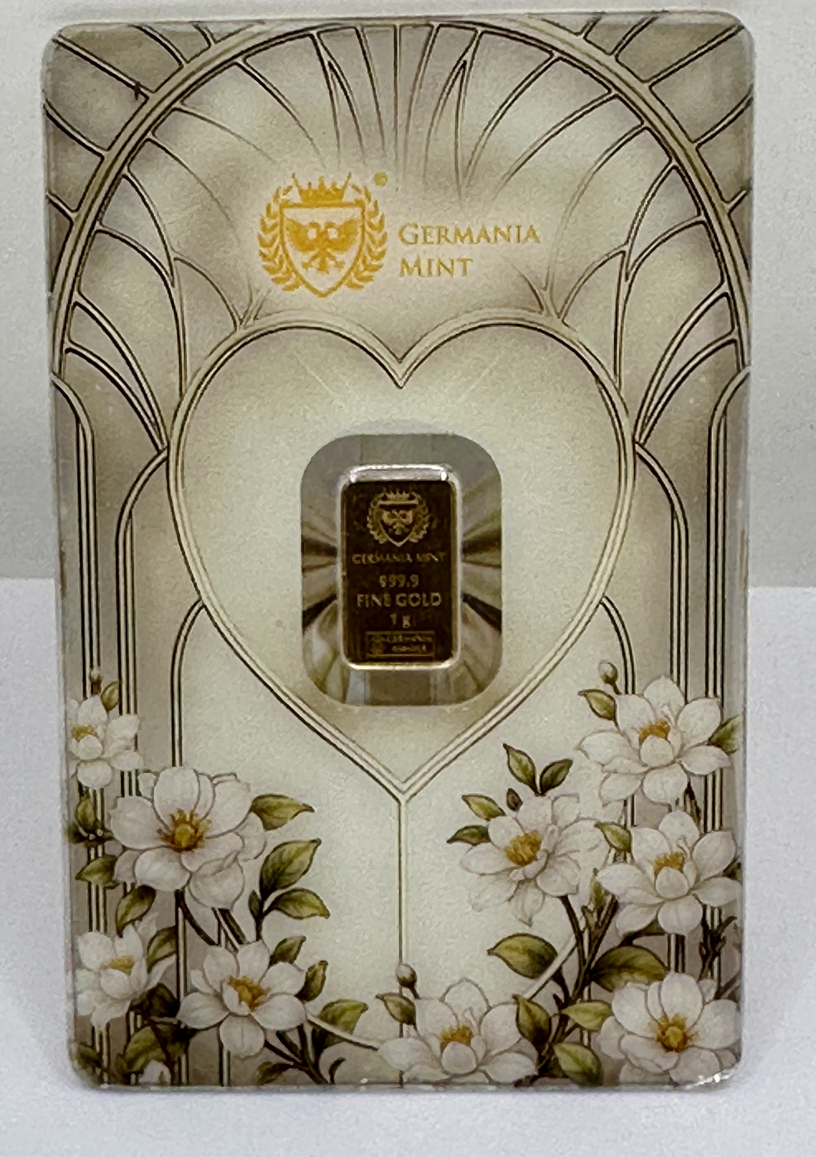 Germania Mint 1 Gram Best Wishes Minted Gold Bar .9999 Fine Gold