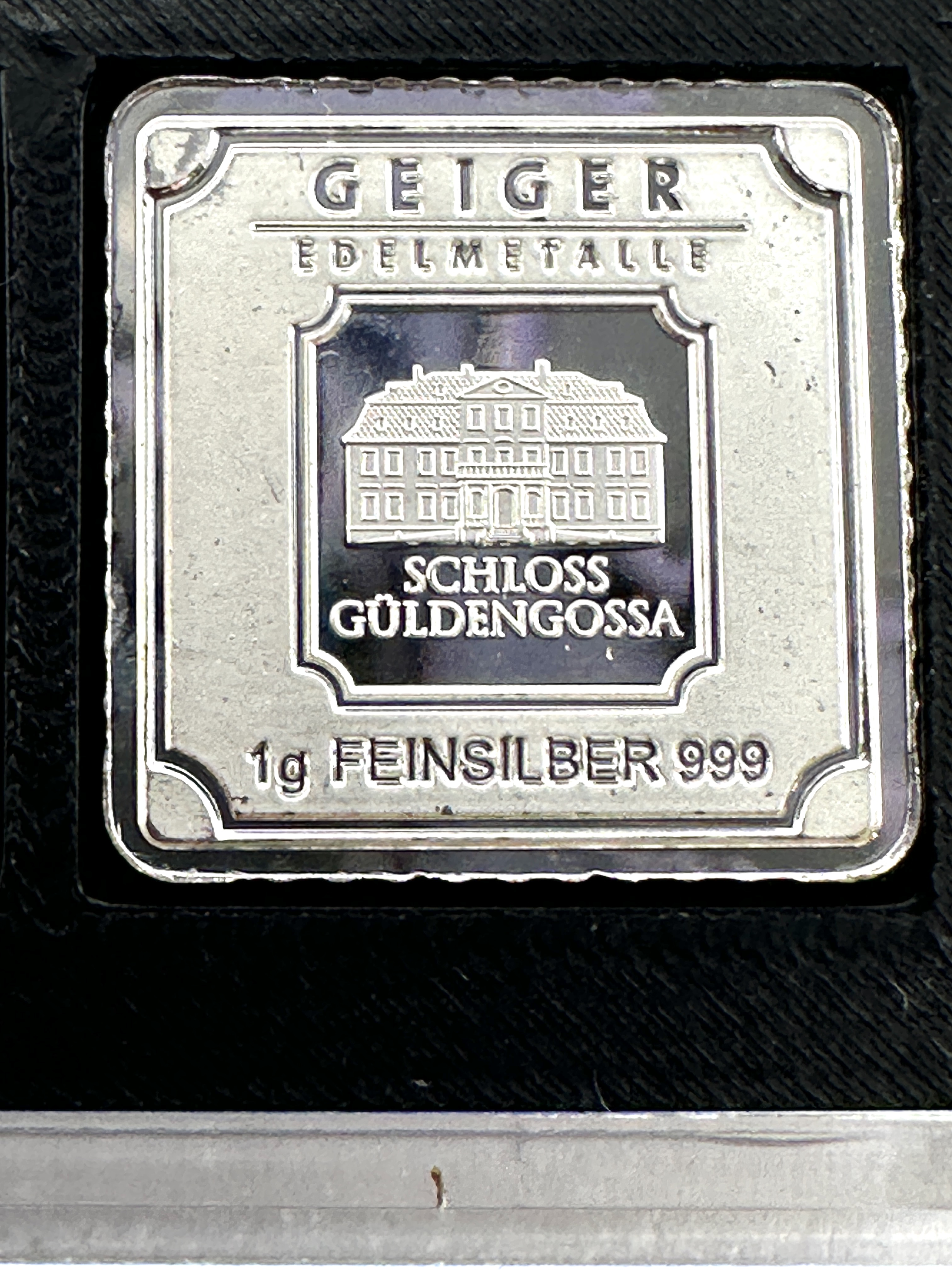 Geiger Edelmetalle 1g .999 Fine Silver Schloss Guldengossa Square Bar
