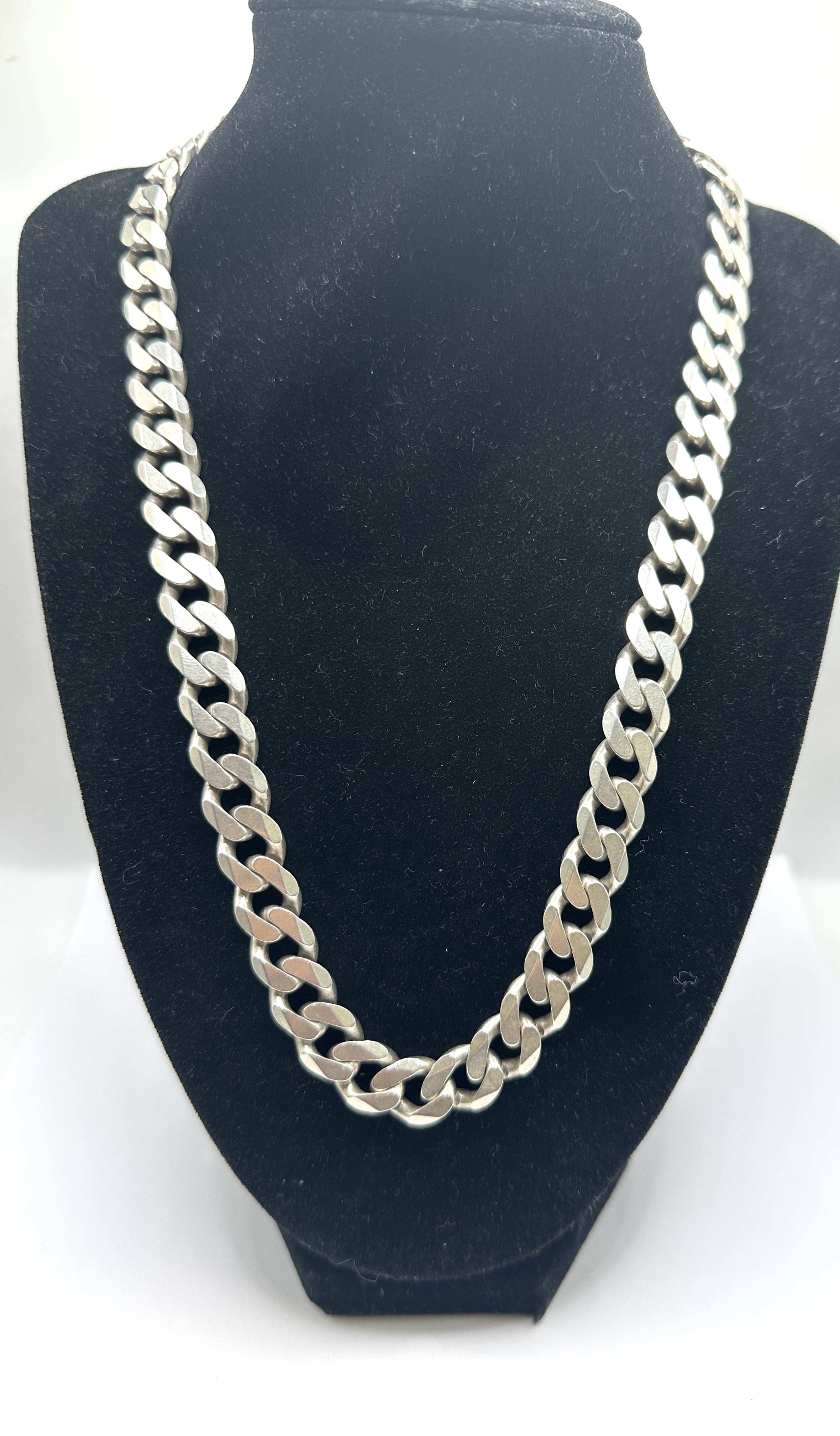 Solid Sterling Silver Heavy Curb Link Necklace, 98.3g
