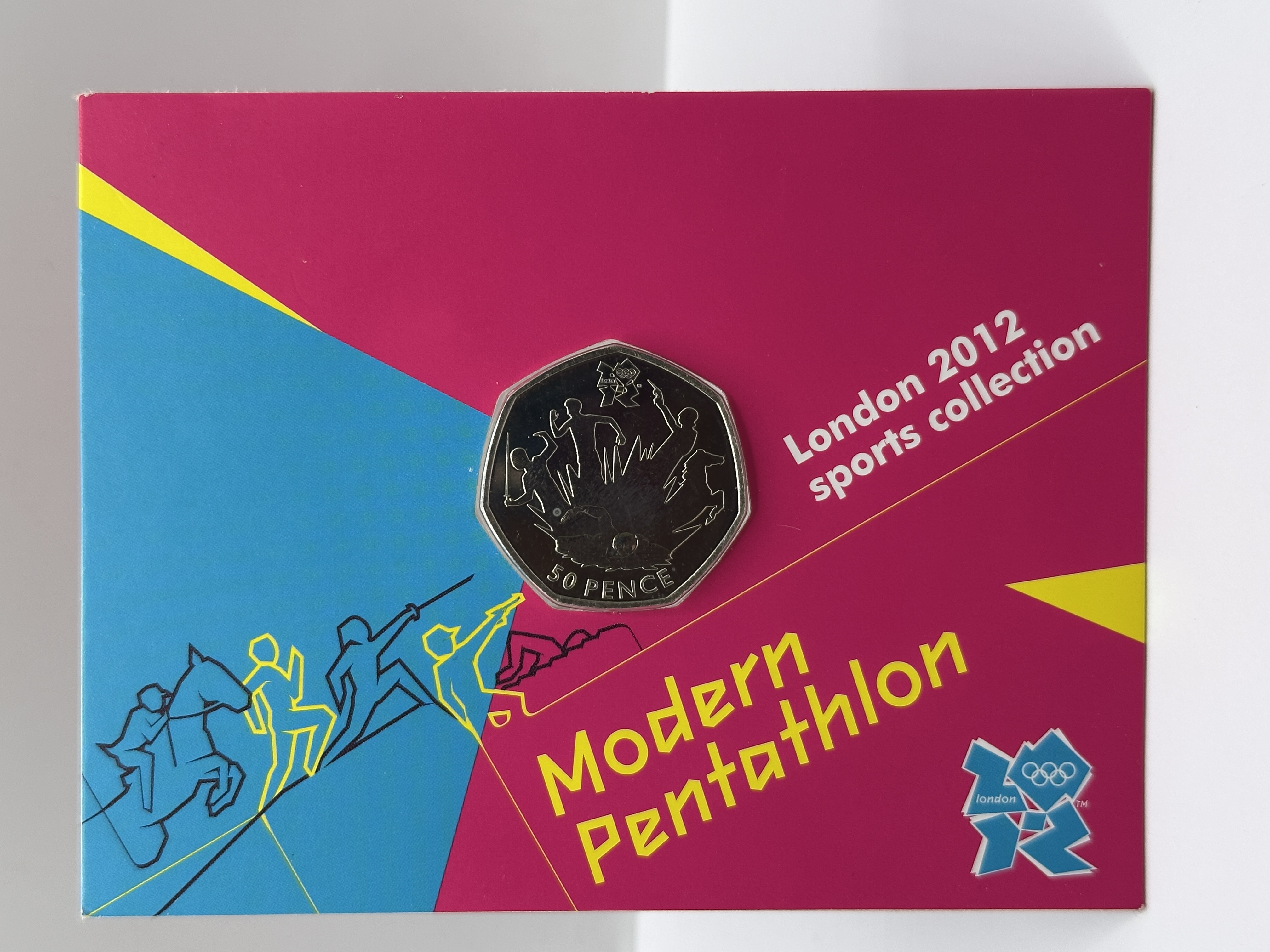 UK 2011 Royal Mint London 2012 Olympic Modern Pentathlon BU 50 Pence Coin in Presentation Card