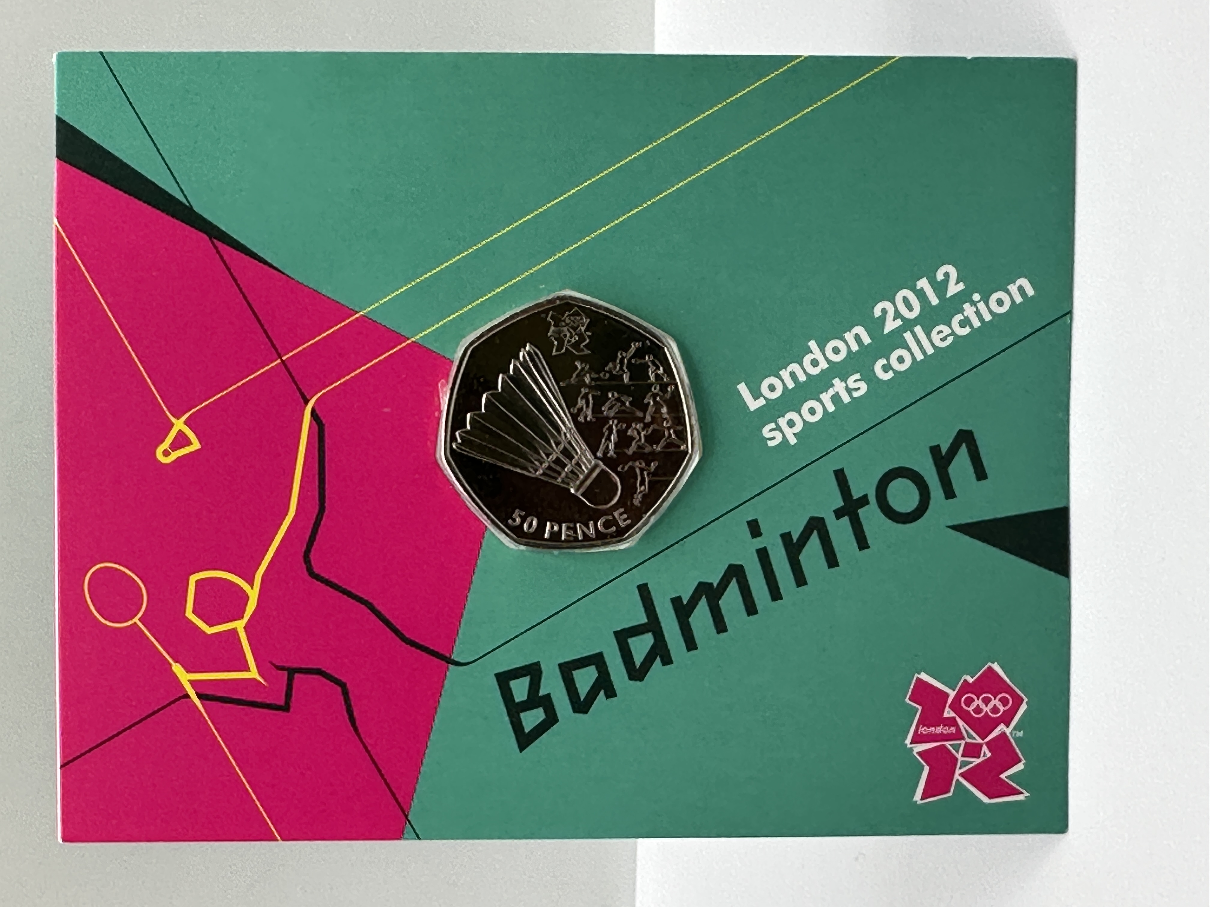 UK 2011 London 2012 Olympic Badminton 50 Pence Coin in Presentation Card