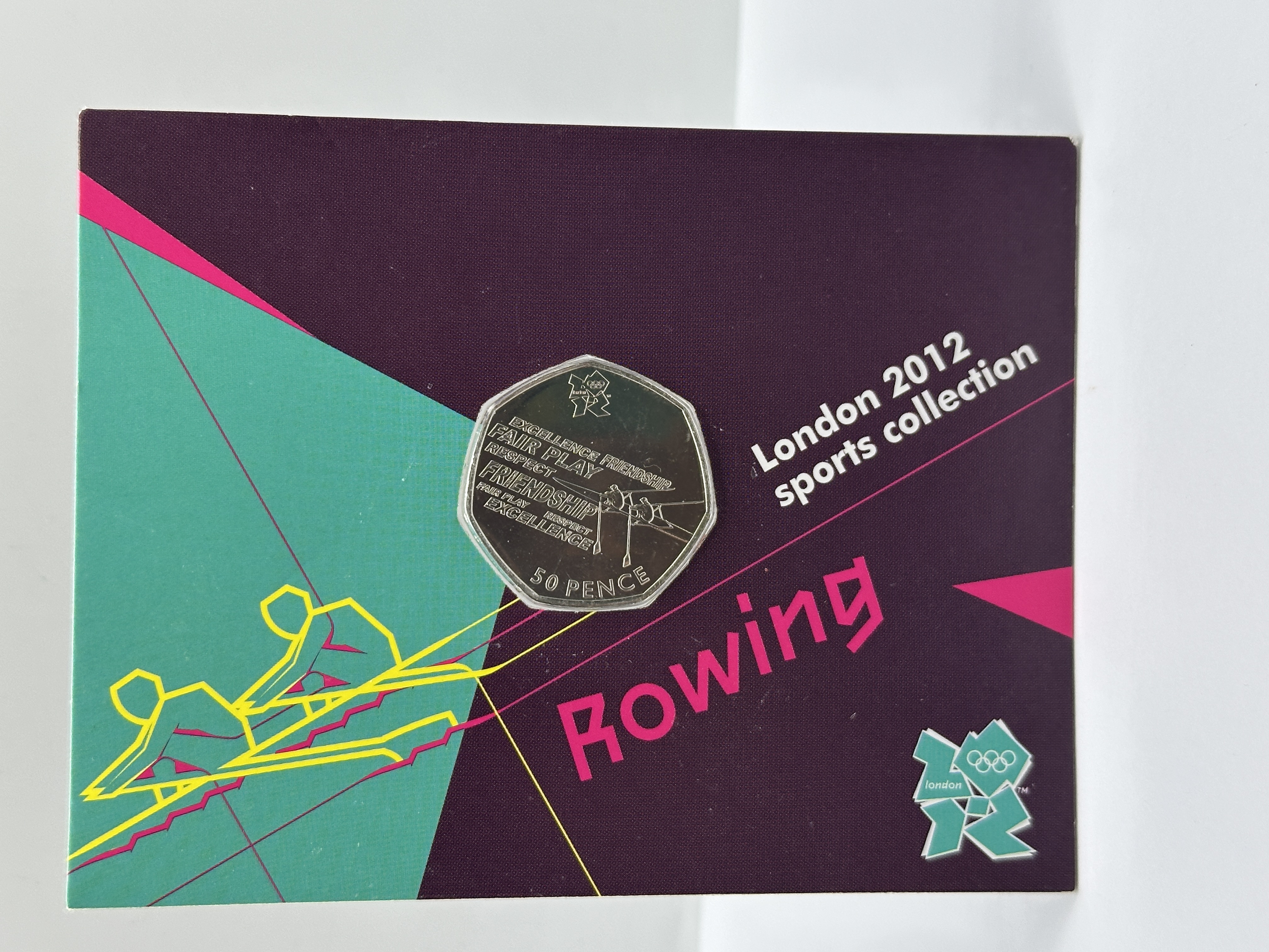 UK Royal Mint 2011 London 2012 Olympic Sports Collection Rowing 50 Pence Coin in Presentation Card