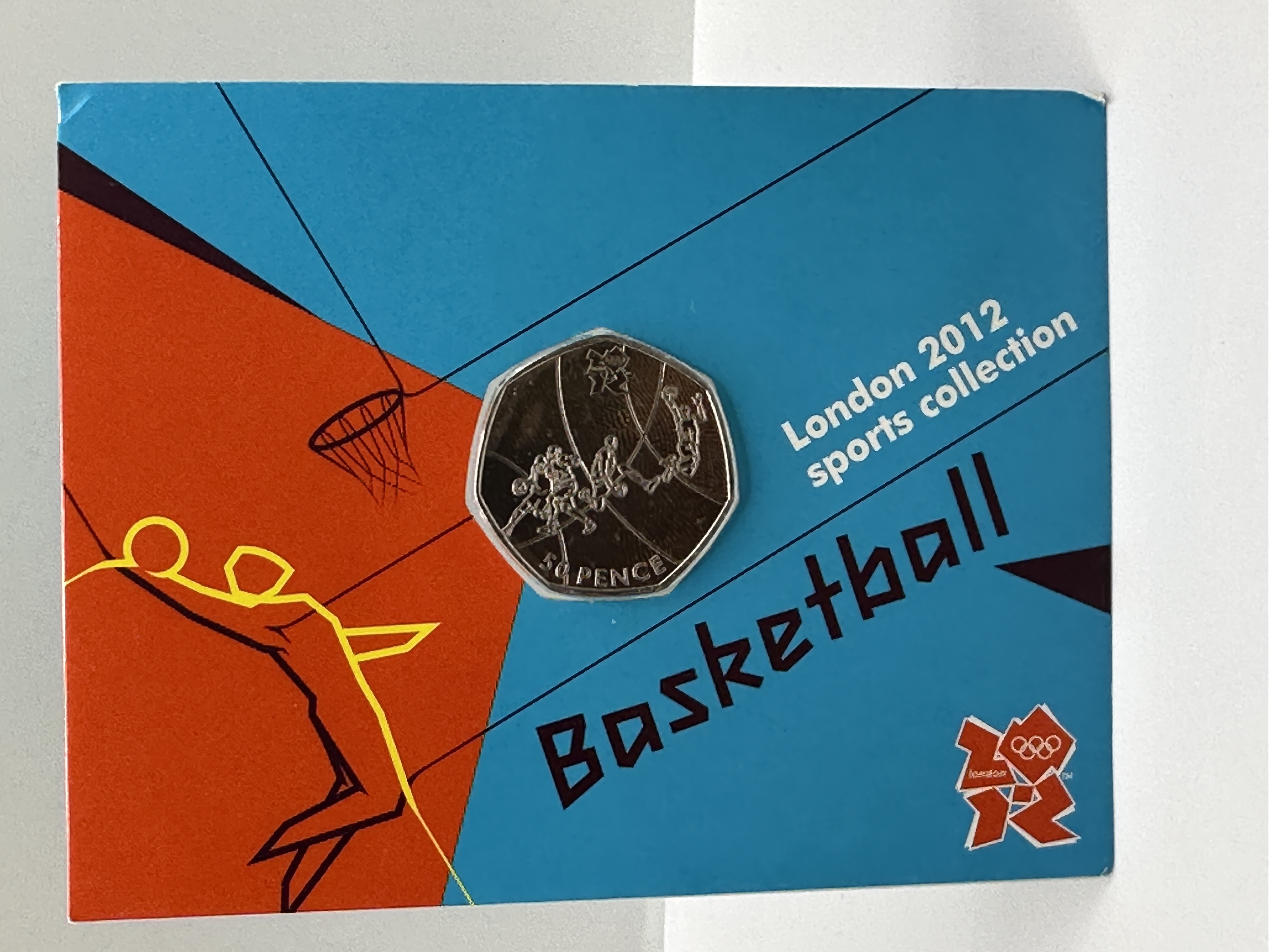 UK 2011 Royal Mint London 2012 Olympic Sports Collection Basketball 50 Pence Coin BU Pack