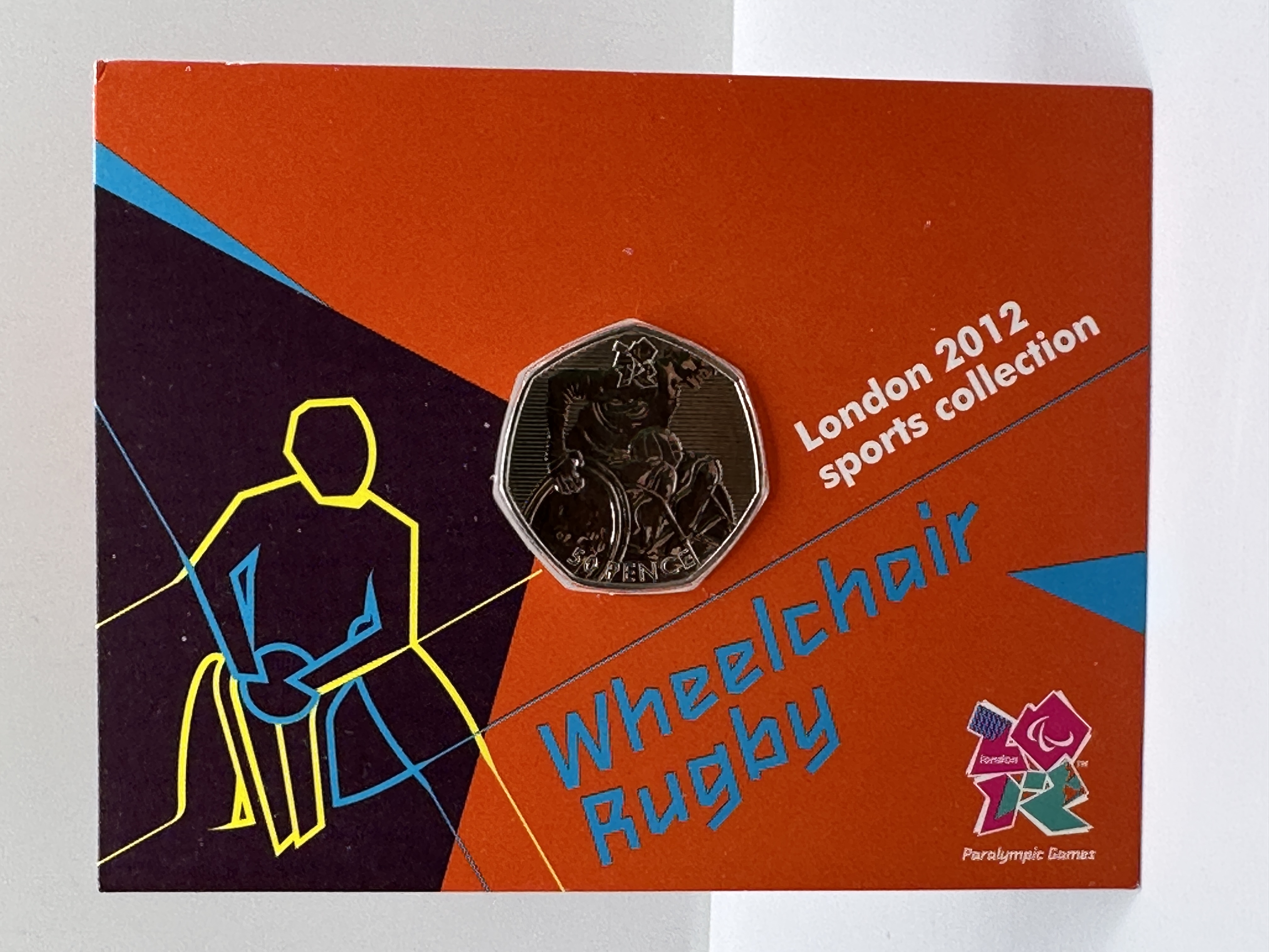 UK 2011 Royal Mint Wheelchair Rugby 50 Pence Brilliant Uncirculated Coin in Official Presentation Card