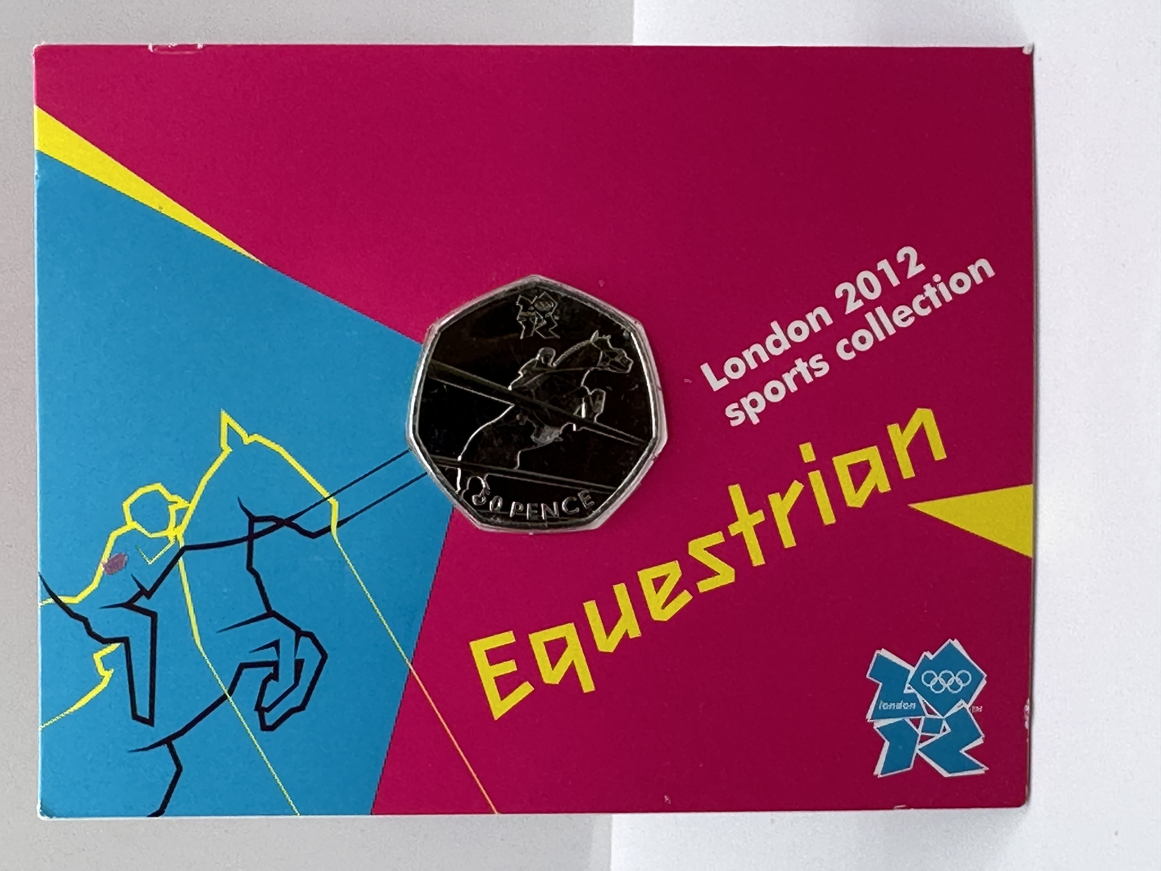 UK Royal Mint 2011 London 2012 Equestrian 50 Pence BU Coin in Presentation Pack