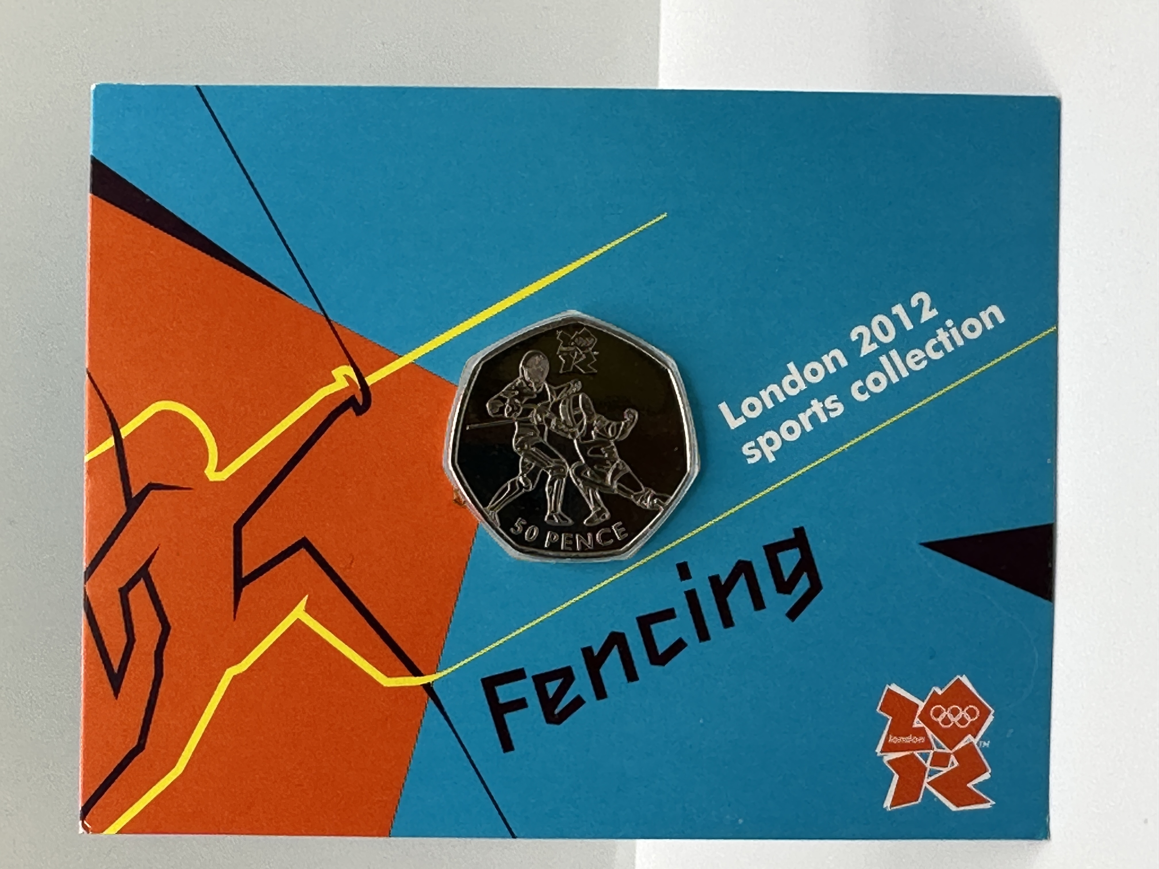 UK 2011 Royal Mint London 2012 Olympic Sports Collection Fencing 50 Pence Coin in Presentation Card