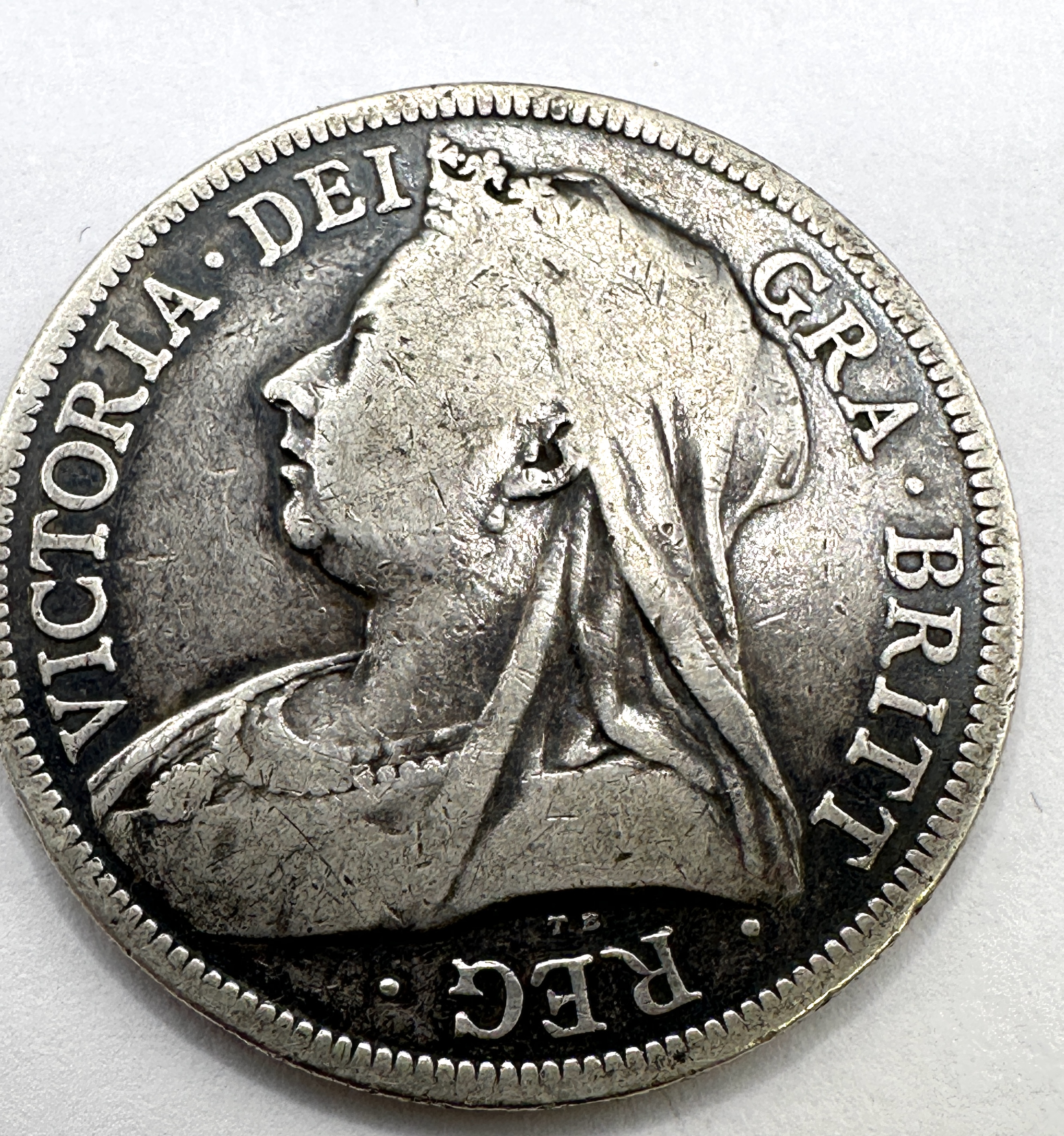UK 1893 Silver Half Crown Queen Victoria Old Head