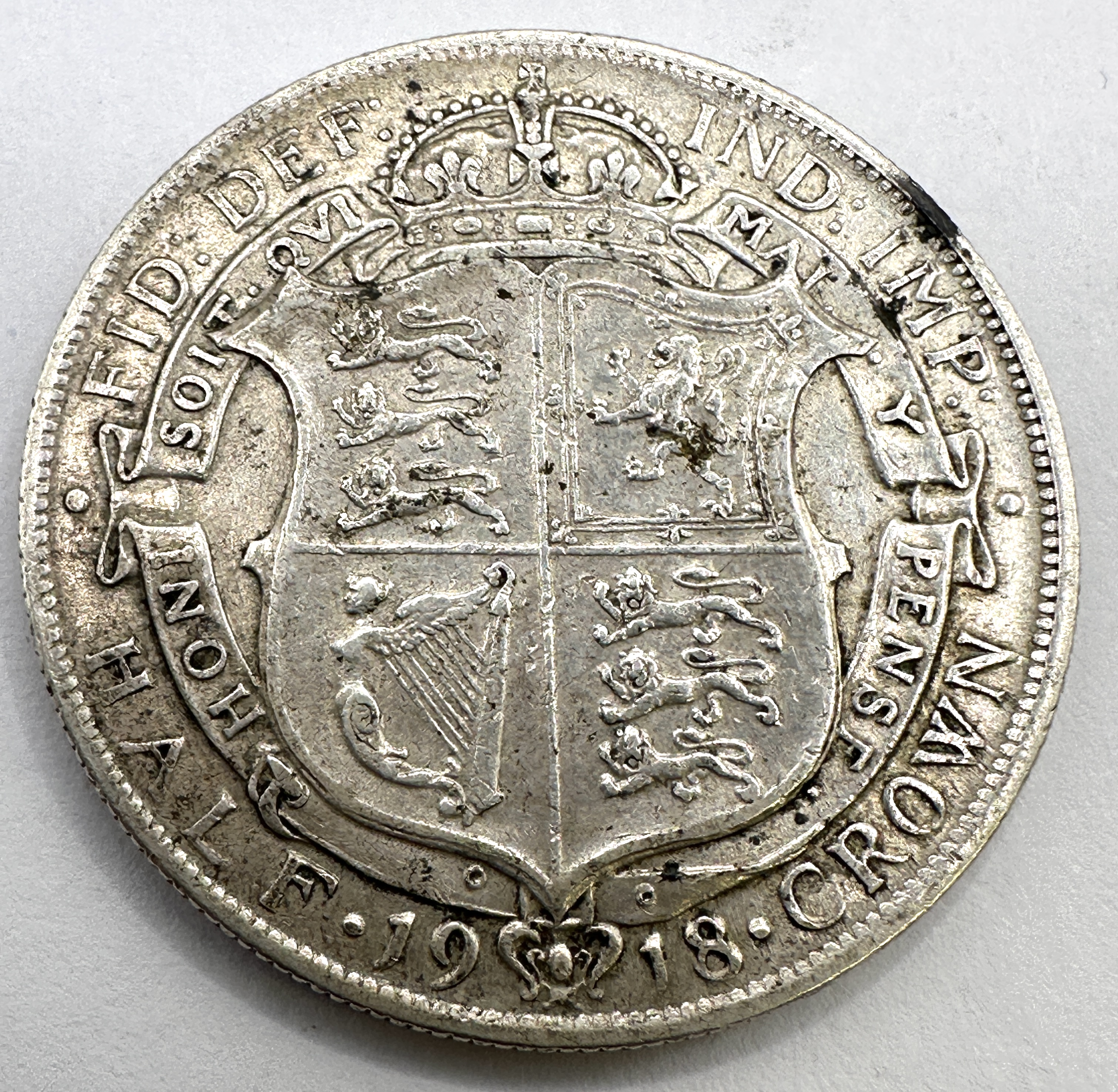 UK King George V Sterling Silver Half Crown 1918