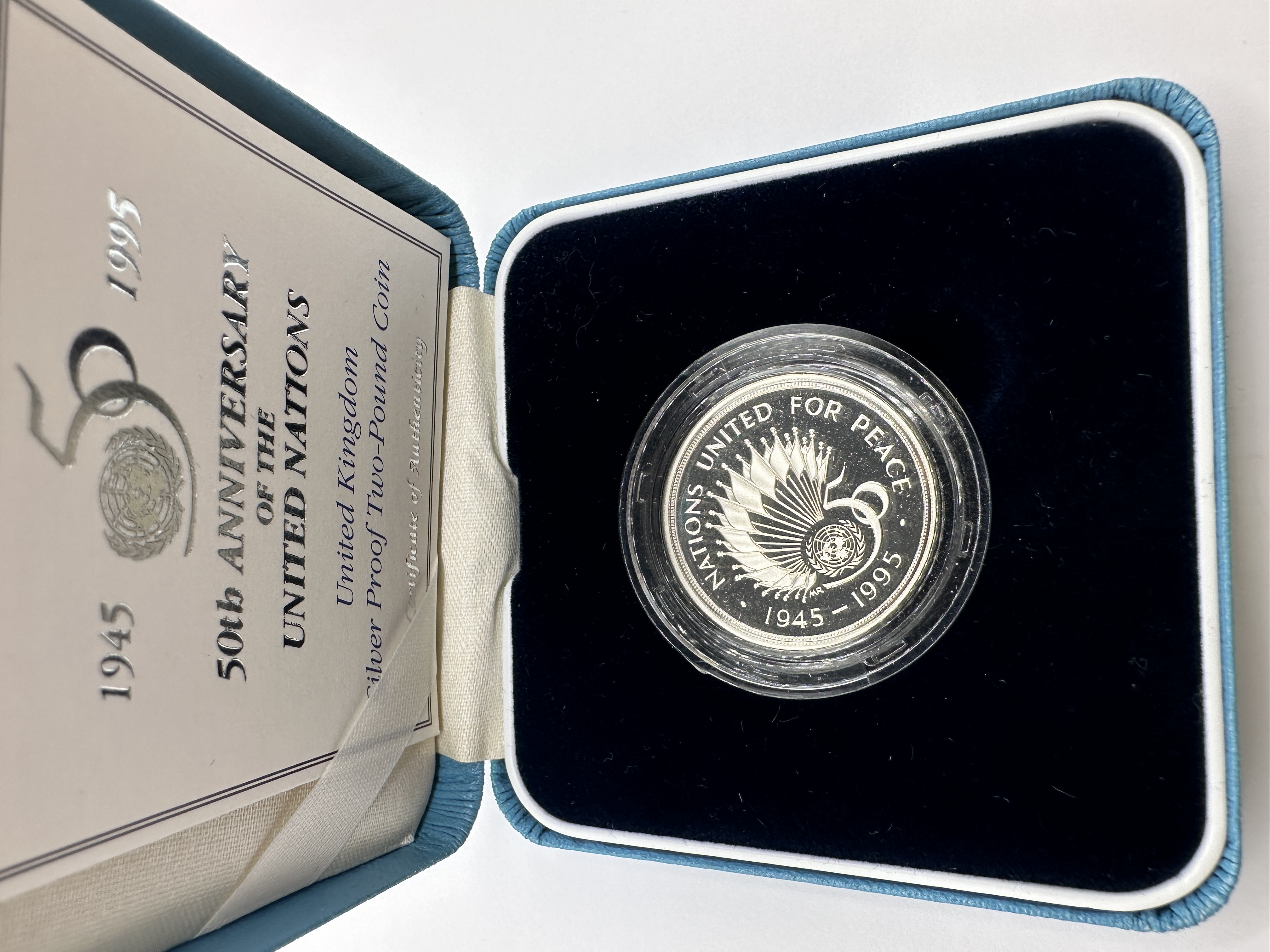 UK 1995 50th Anniversary of the United Nations Silver Proof Two-Pound Coin