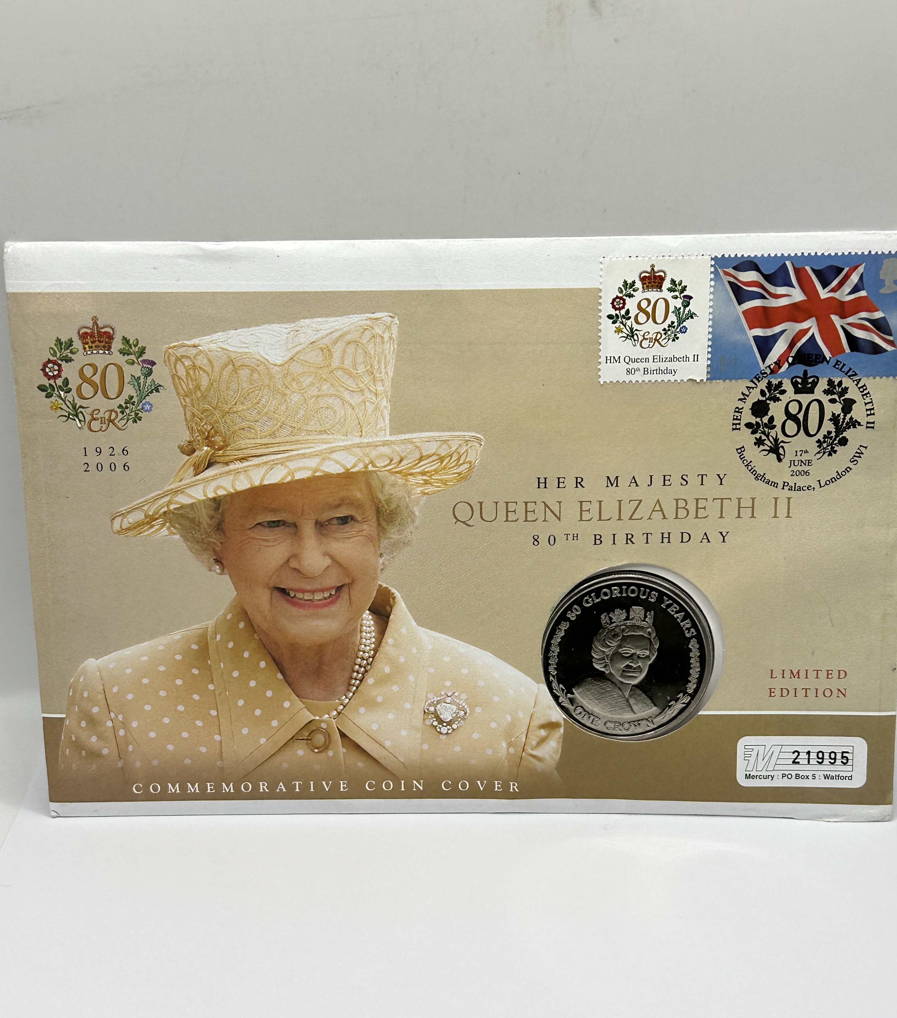 UK 2006 HM Queen Elizabeth II 80th Birthday Coin Cover, Mercury Limited Edition