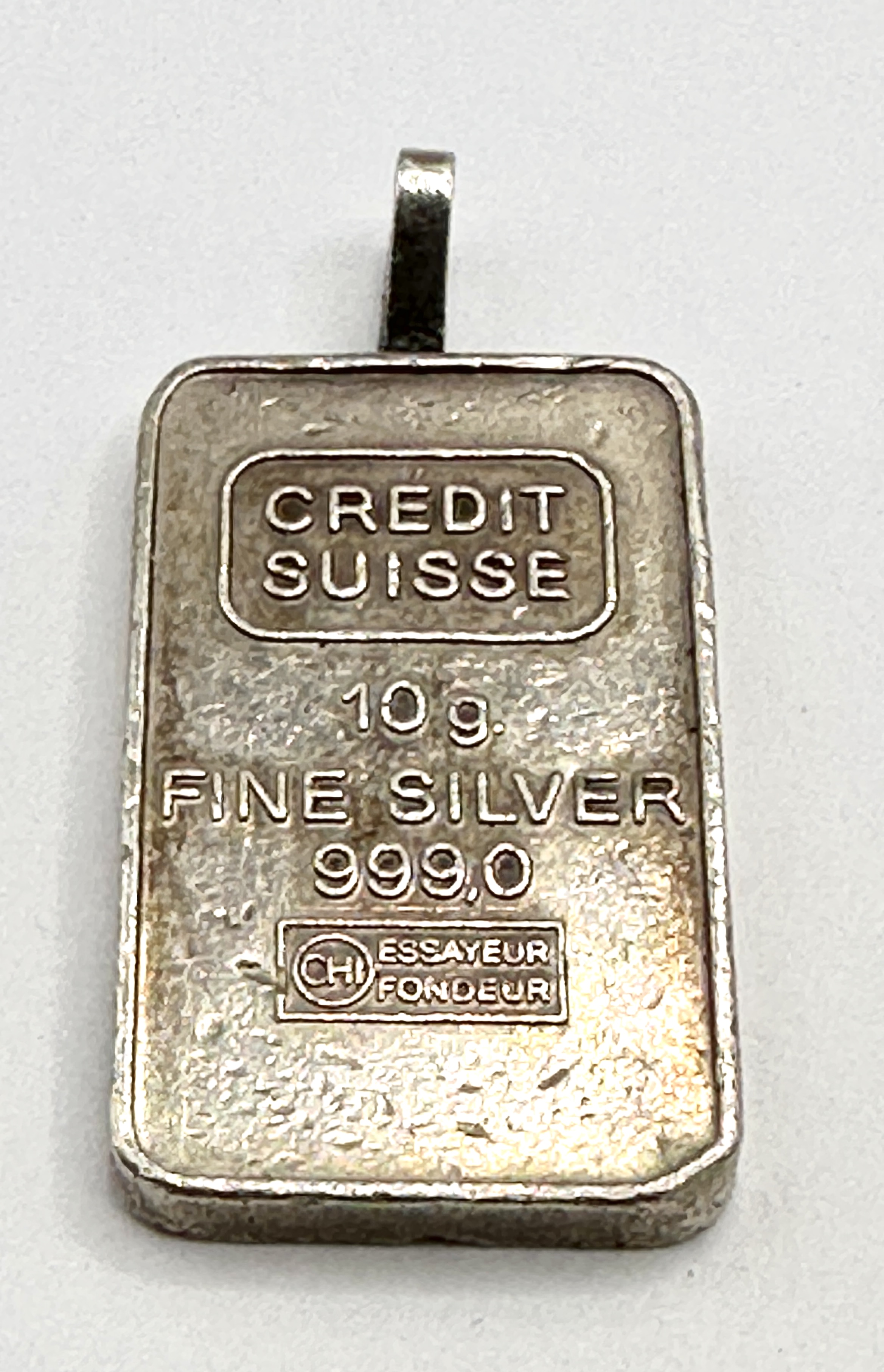 Credit Suisse 10 Gram Fine Silver Bar Pendant