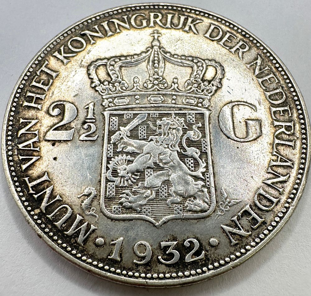 Lot 30: 1932 Netherlands Silver 2 1/2 Gulden Coin