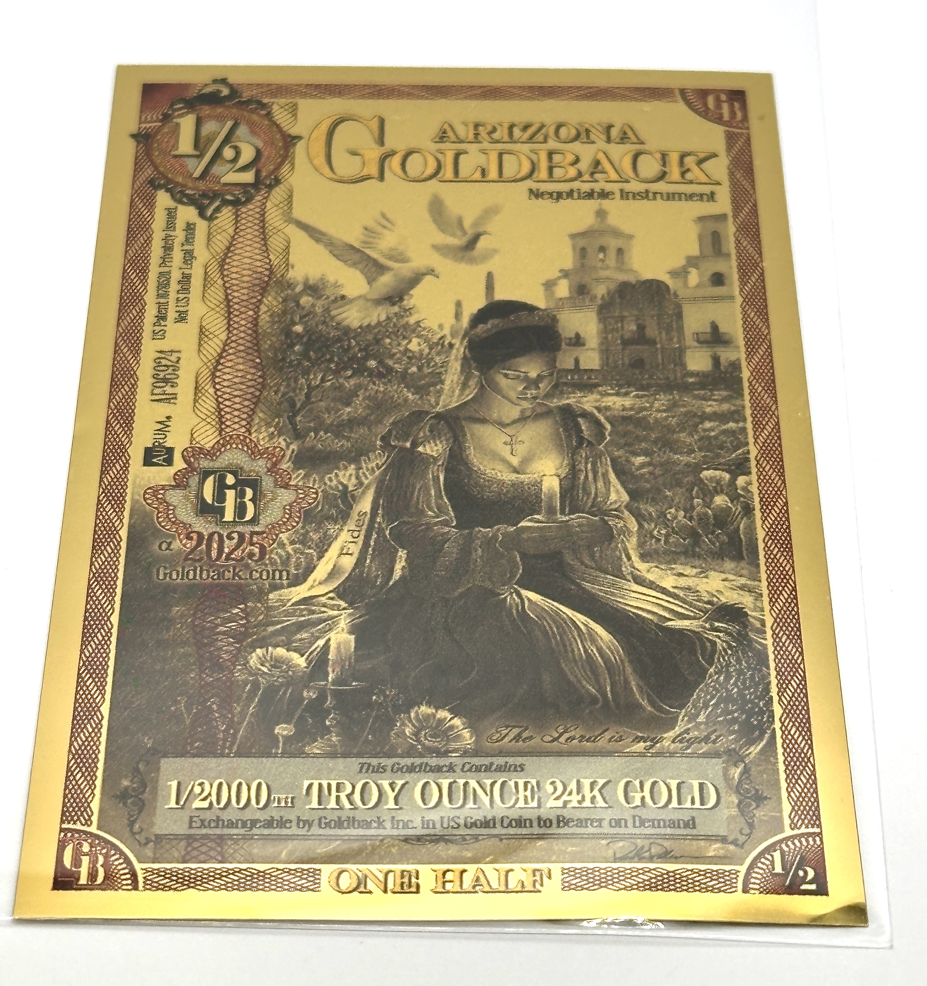 US 2025 Arizona Goldback One Half 24ct Gold Aurum Note