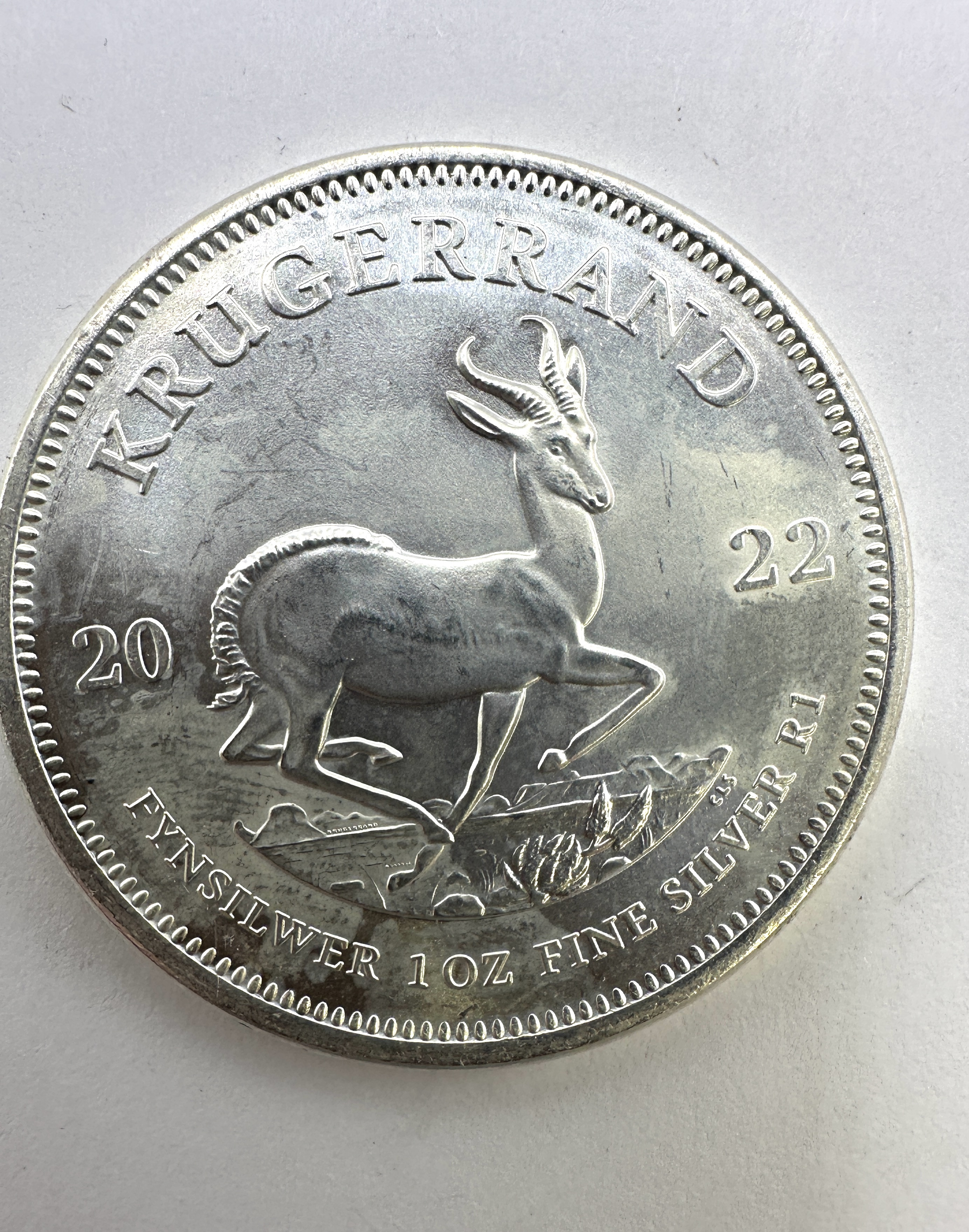 2022 South African 1 oz Fine Silver Krugerrand Coin