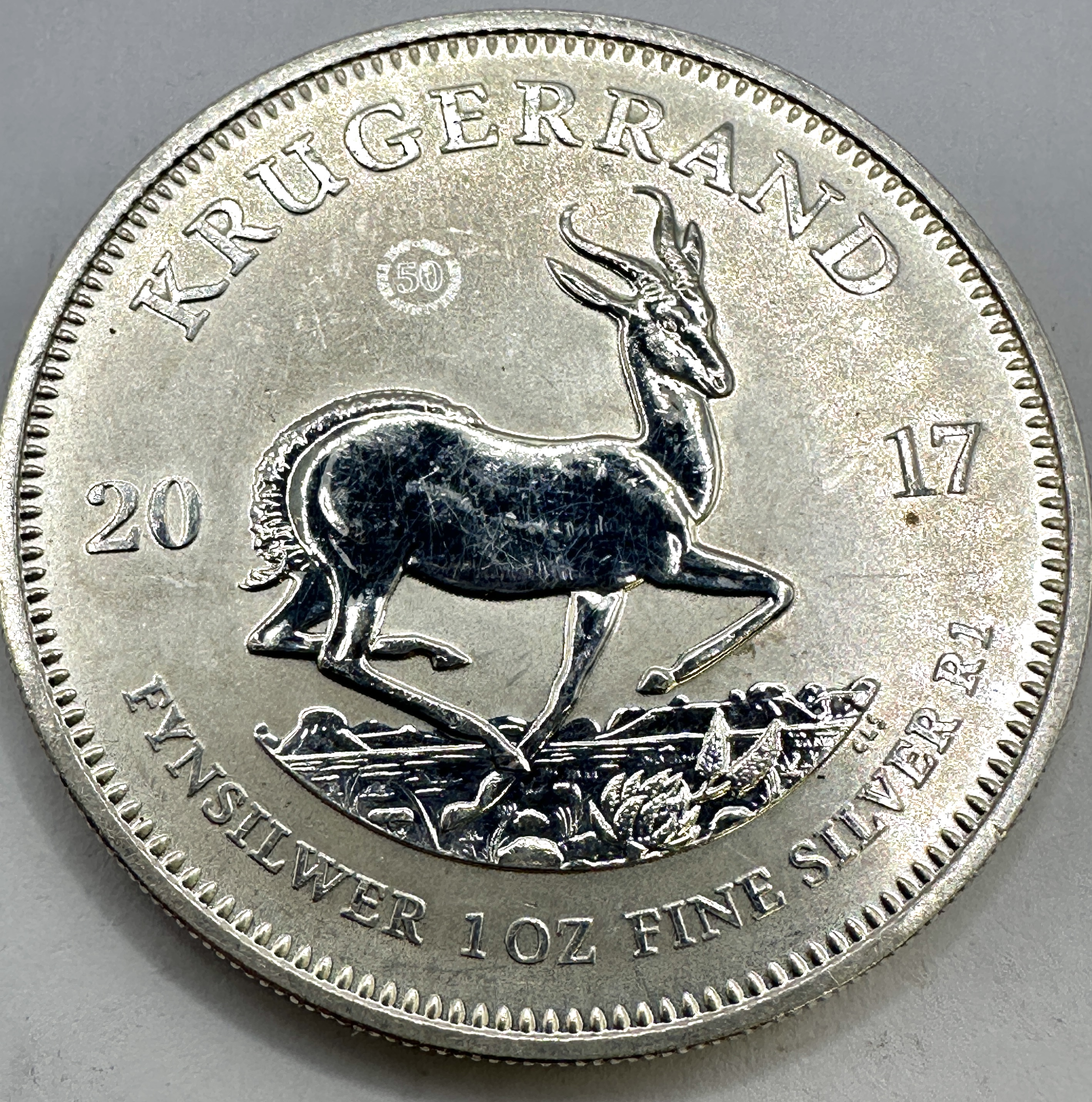 South African Mint 2017 50th Anniversary 1 oz Fine Silver Krugerrand Bullion Coin