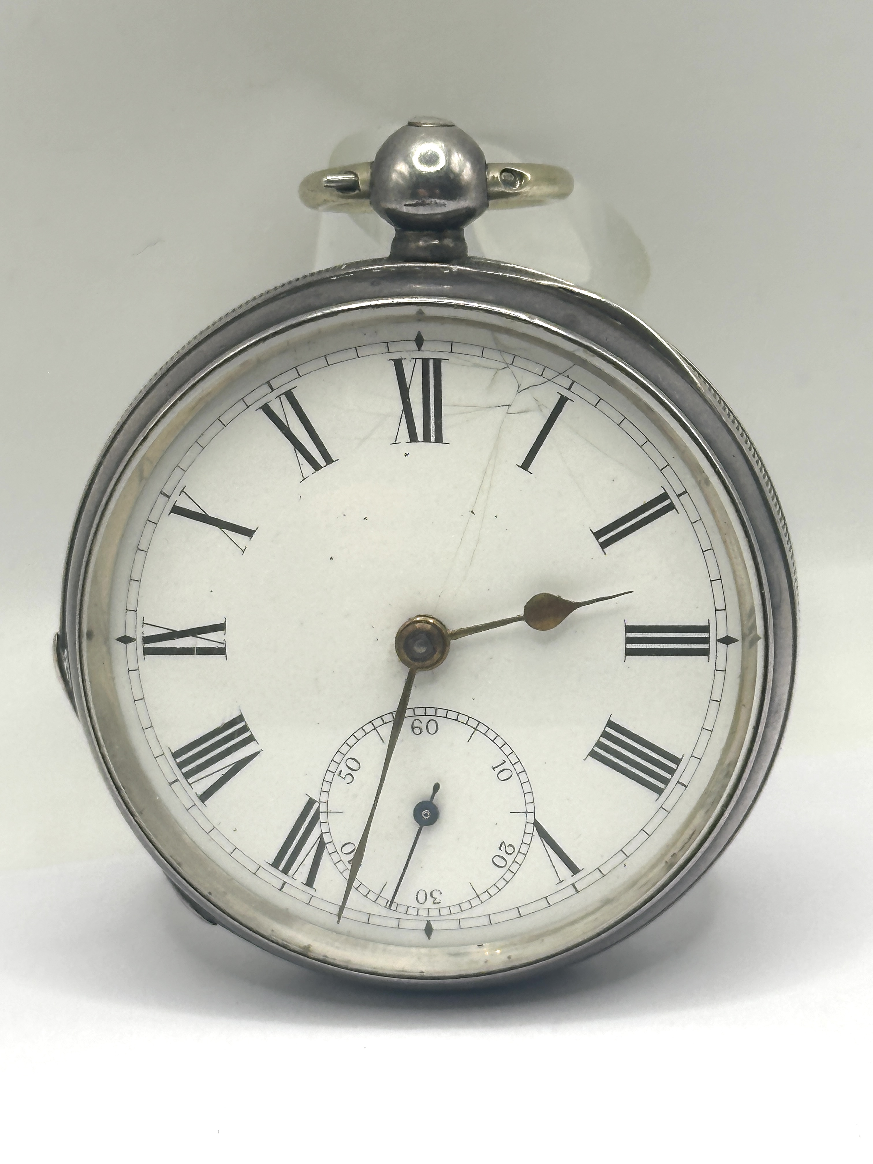 Antique White Metal Open-Face Pocket Watch