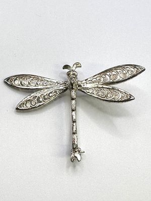 A 925 Silver Filigree Dragonfly Brooch