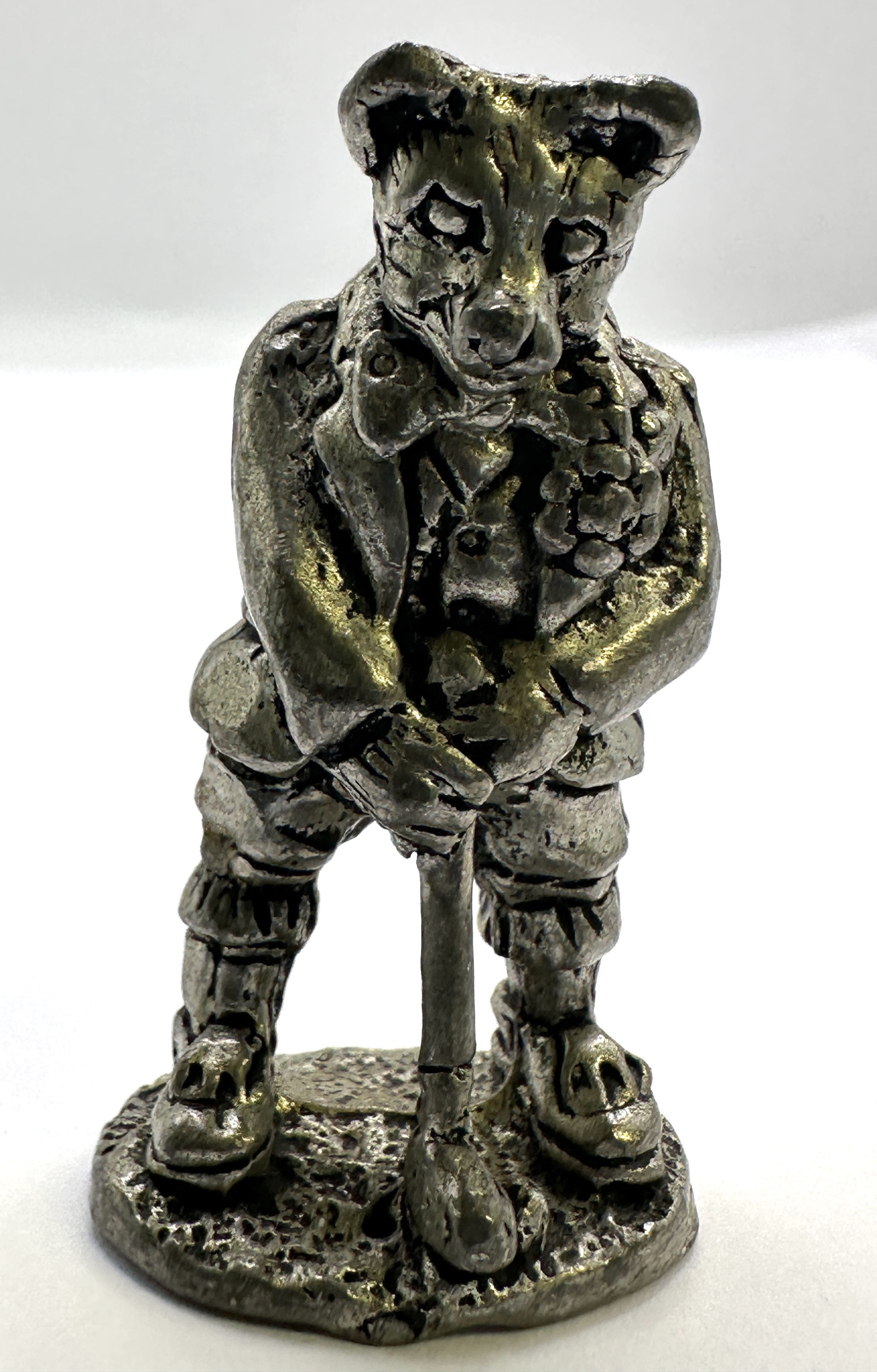 Michael Ricker Pewter Anthropomorphic Golfing Bear Figurine