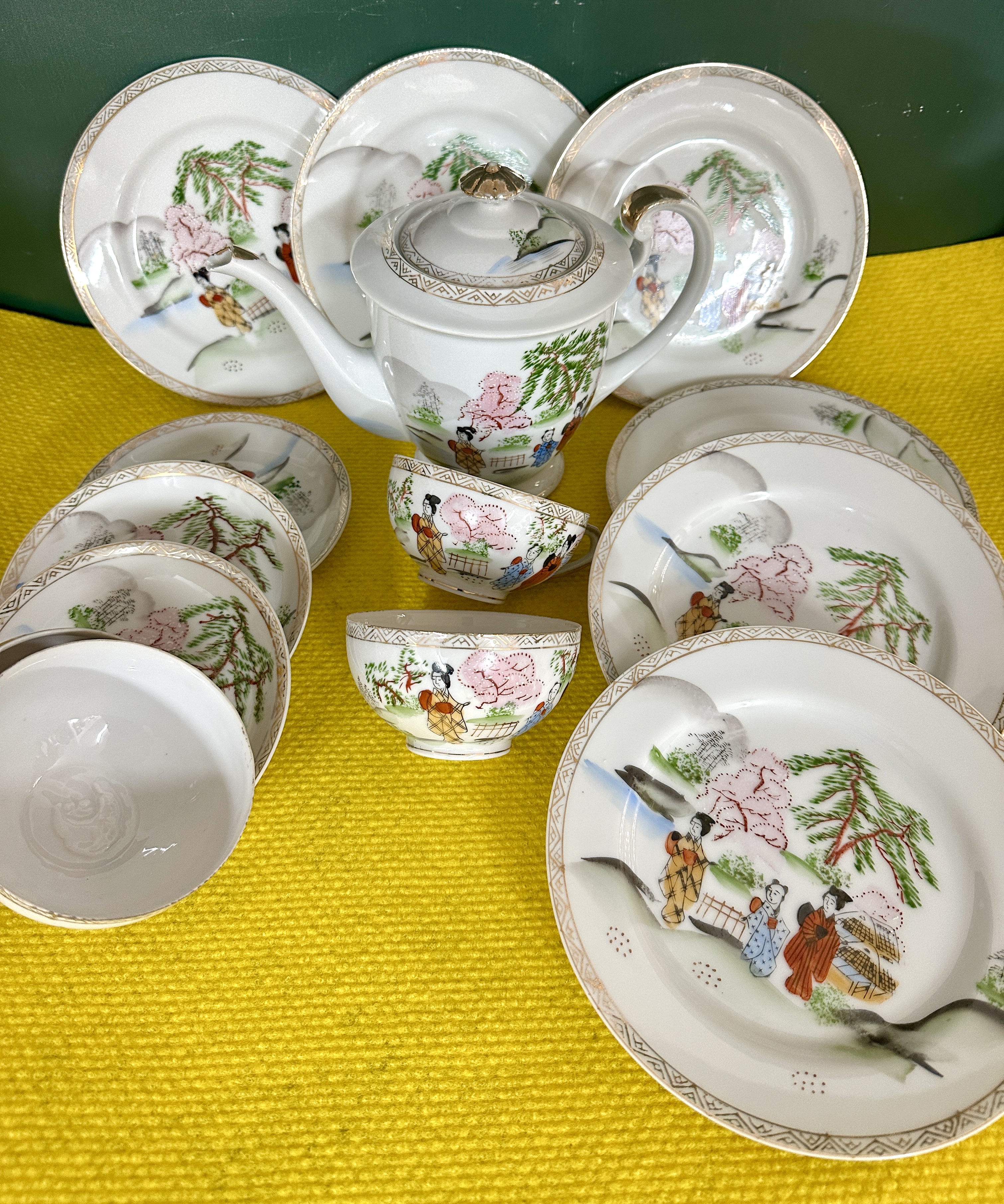 A Japanese Eggshell Porcelain Lithophane Tea Service