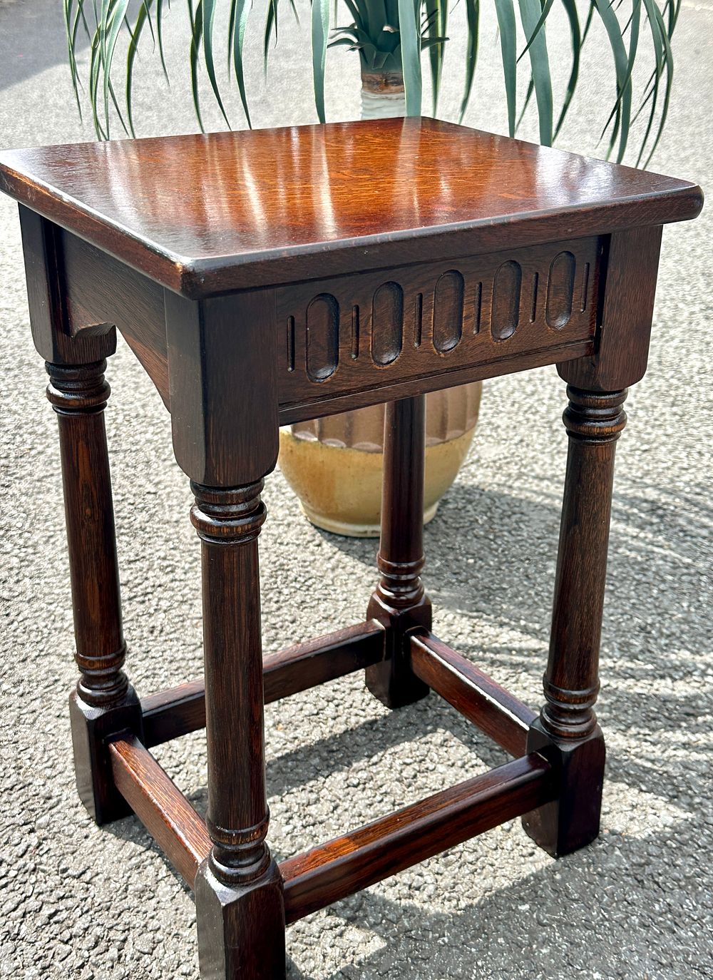 Lot 147: A 20th Century Jacobean Revival Carved Oak Occasional Side Table