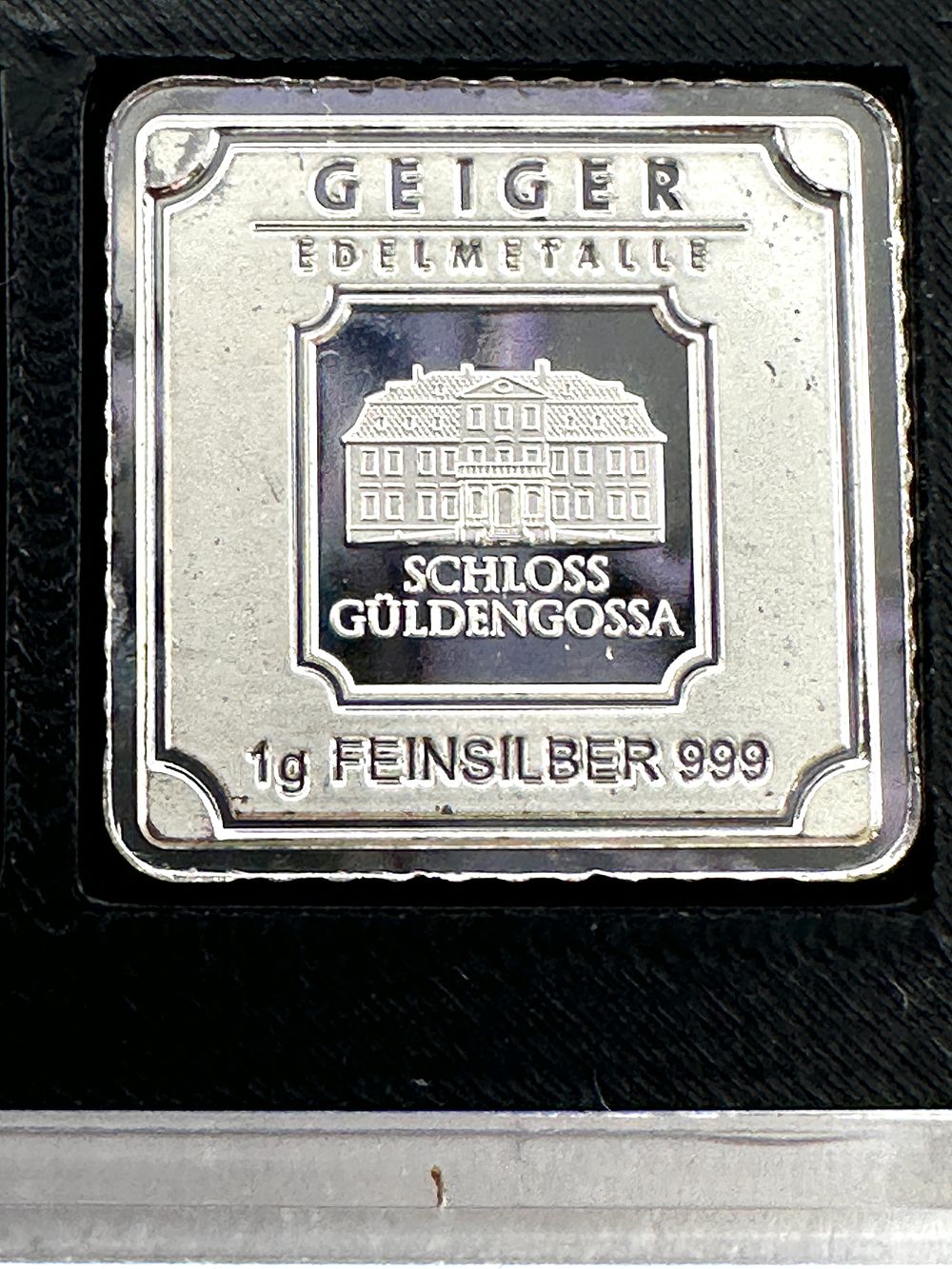 Lot 248: Geiger Edelmetalle 1g .999 Fine Silver Square Bullion Bar