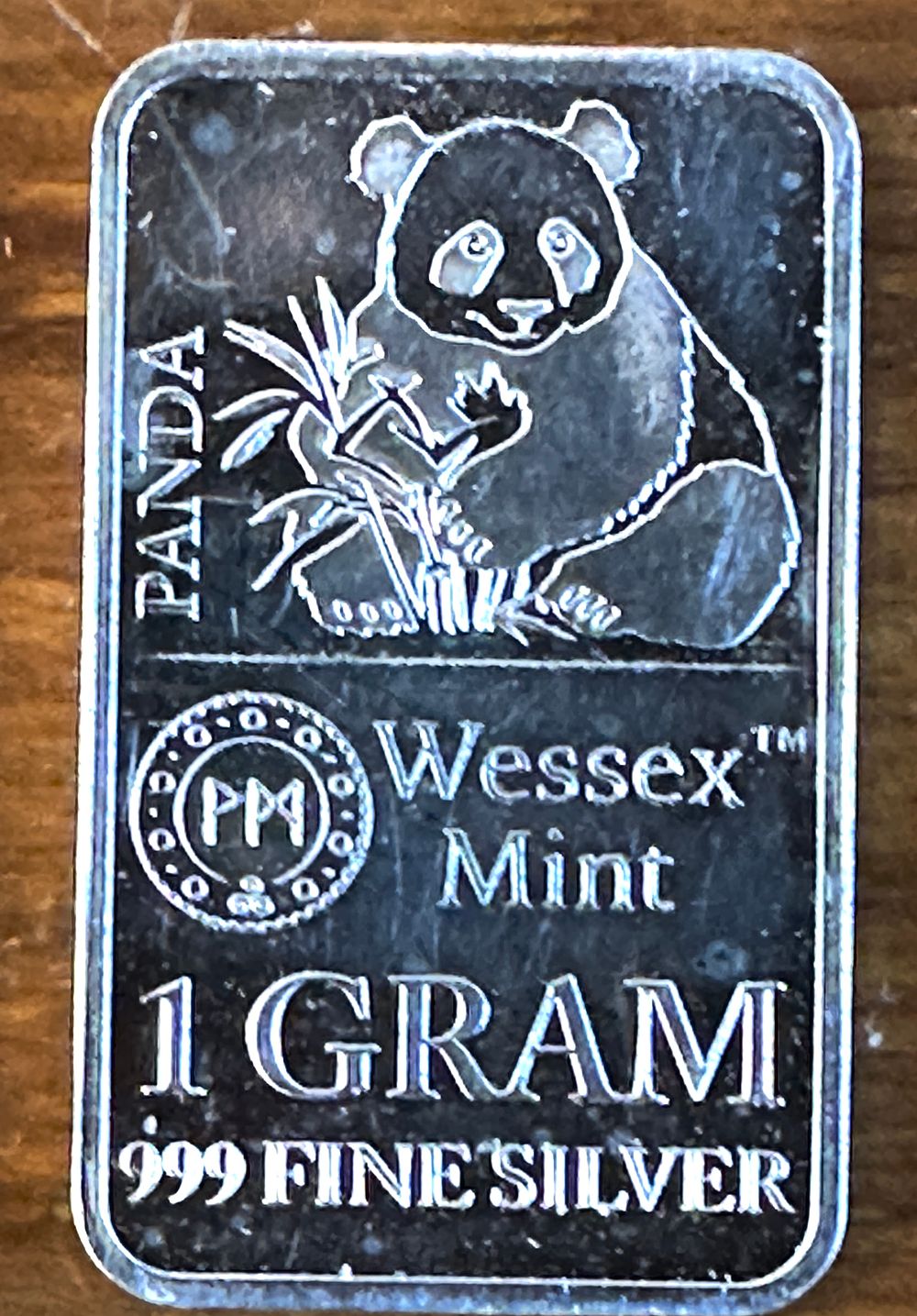 Lot 264: A Wessex Mint One Gram .999 Fine Silver Panda Bullion Bar