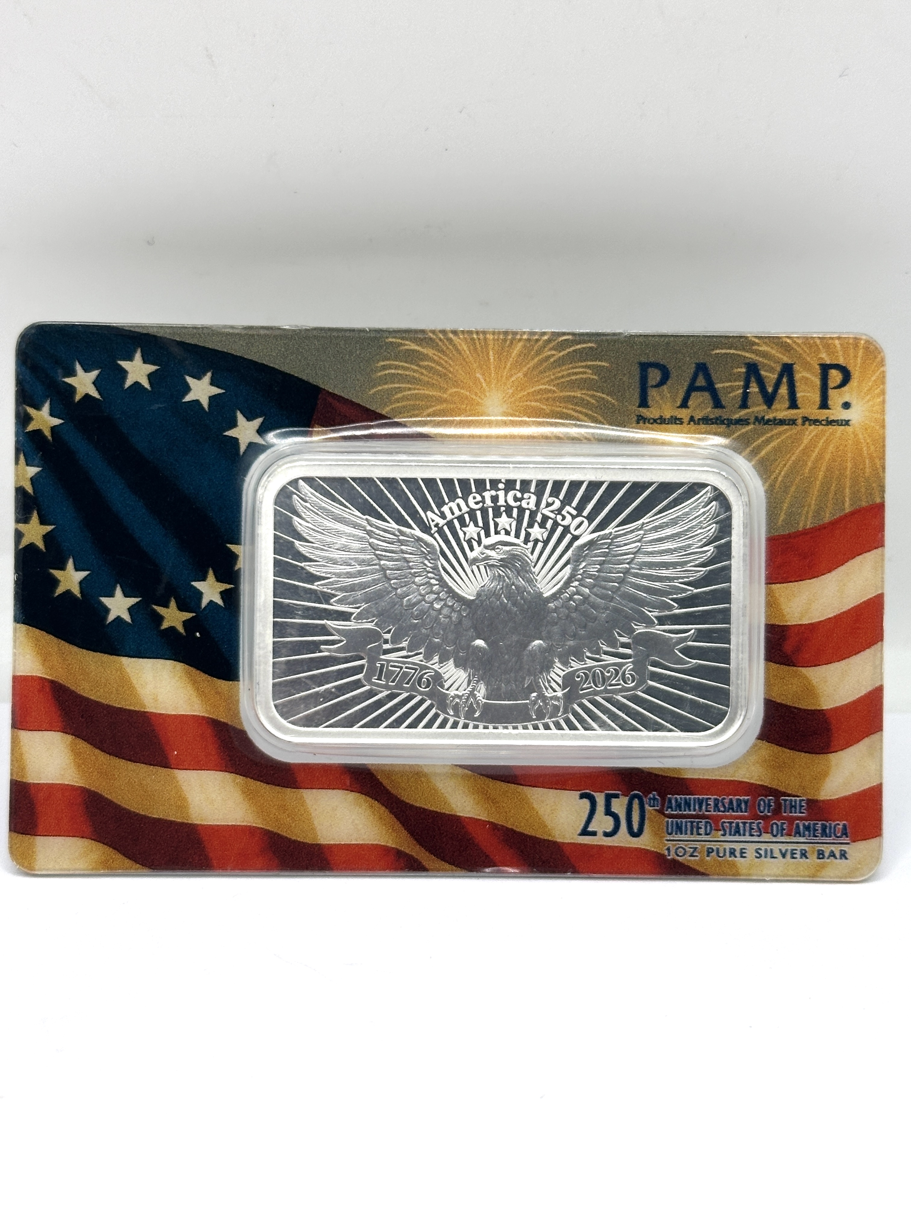 PAMP 2026 America 250 1 oz .999 Fine Silver Bar