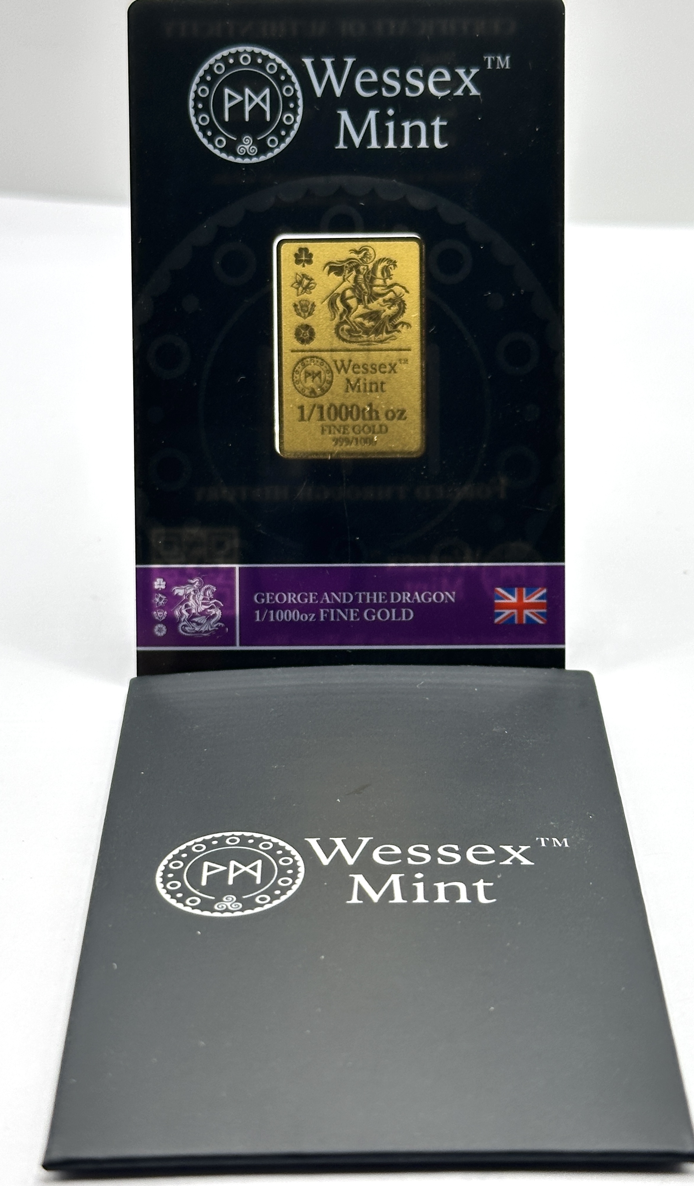 UK Wessex Mint George and the Dragon 999 Fine Gold 1/1000oz Bar