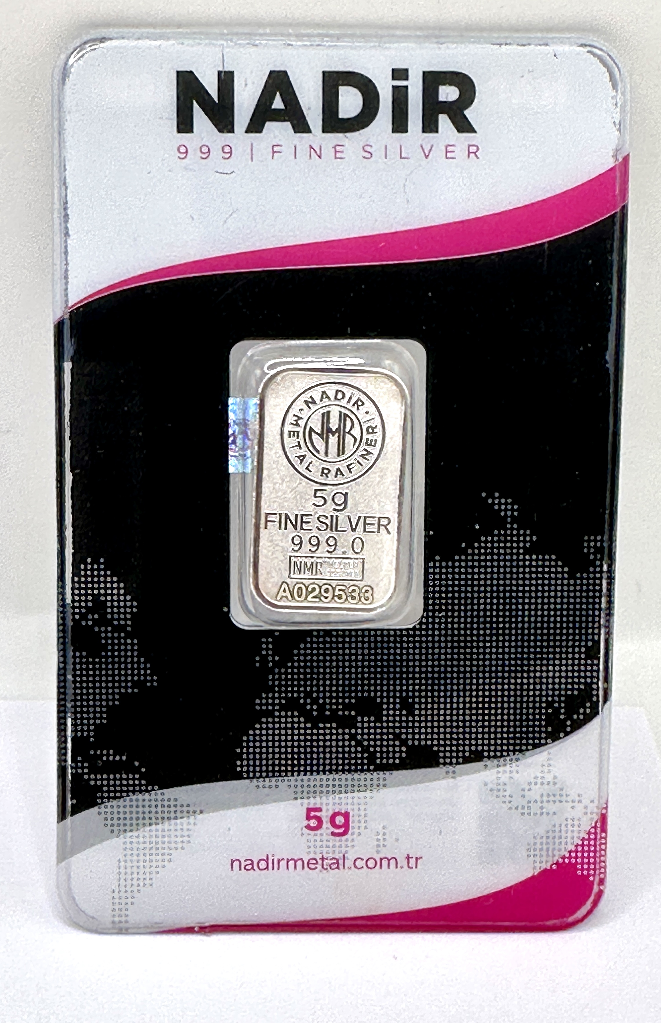 A Nadir Metal Rafineri 5g .999 Fine Silver Bar In Assay Card