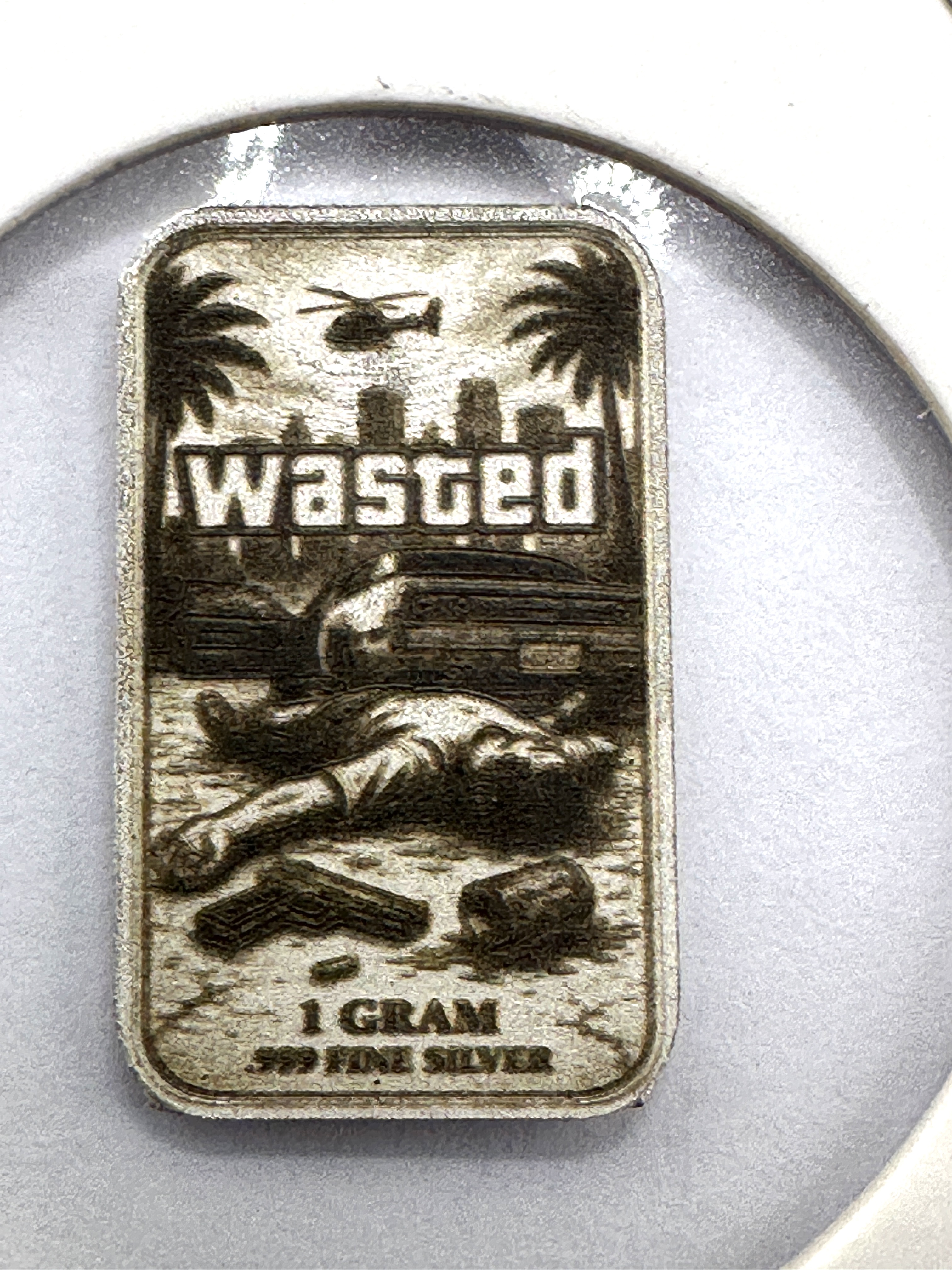 A 1 Gram .999 Fine Silver Bullion Bar, Wasted Theme