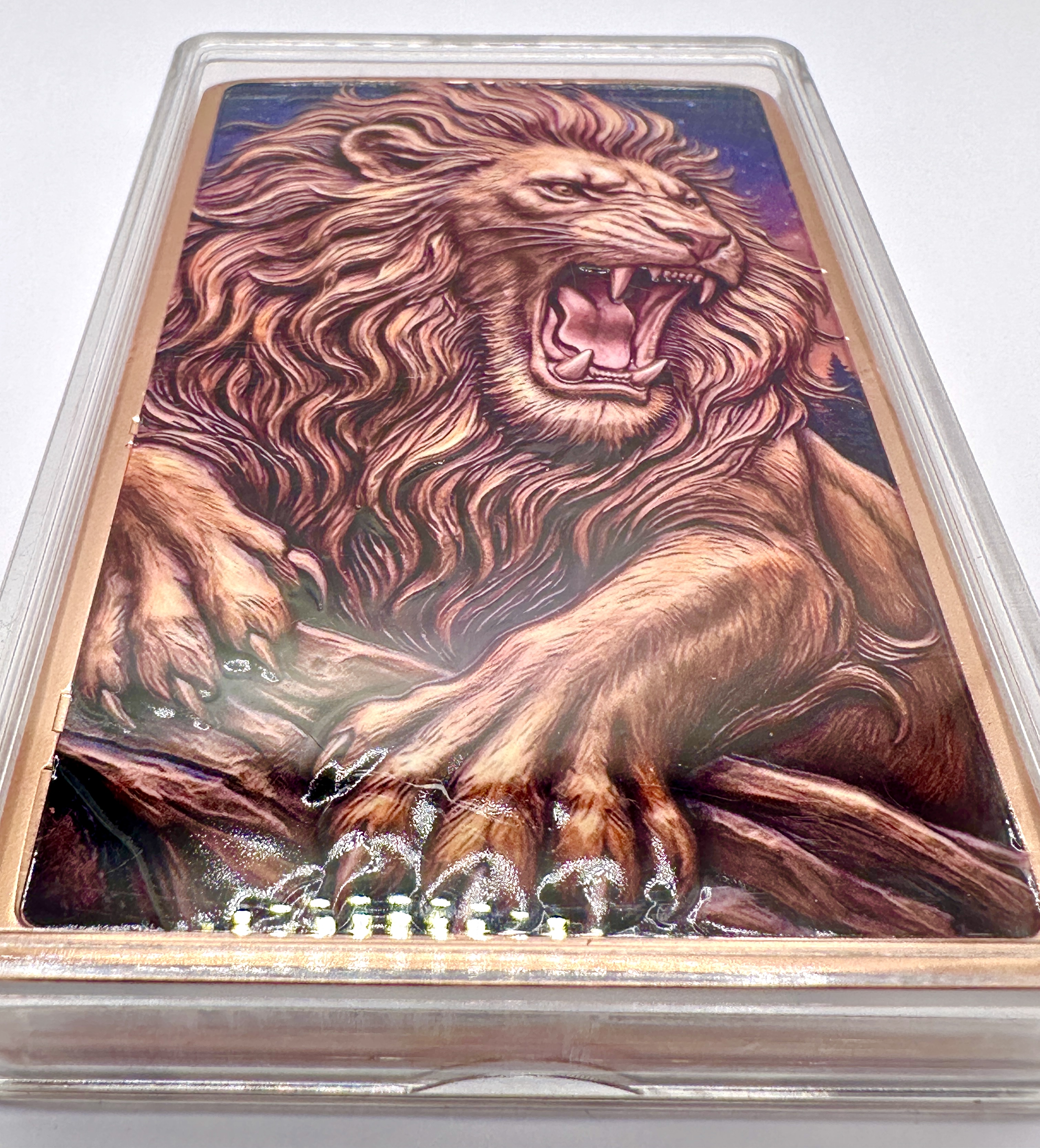 A 10 AVDP Ounce .999 Fine Copper Art Bar, Roaring Lion