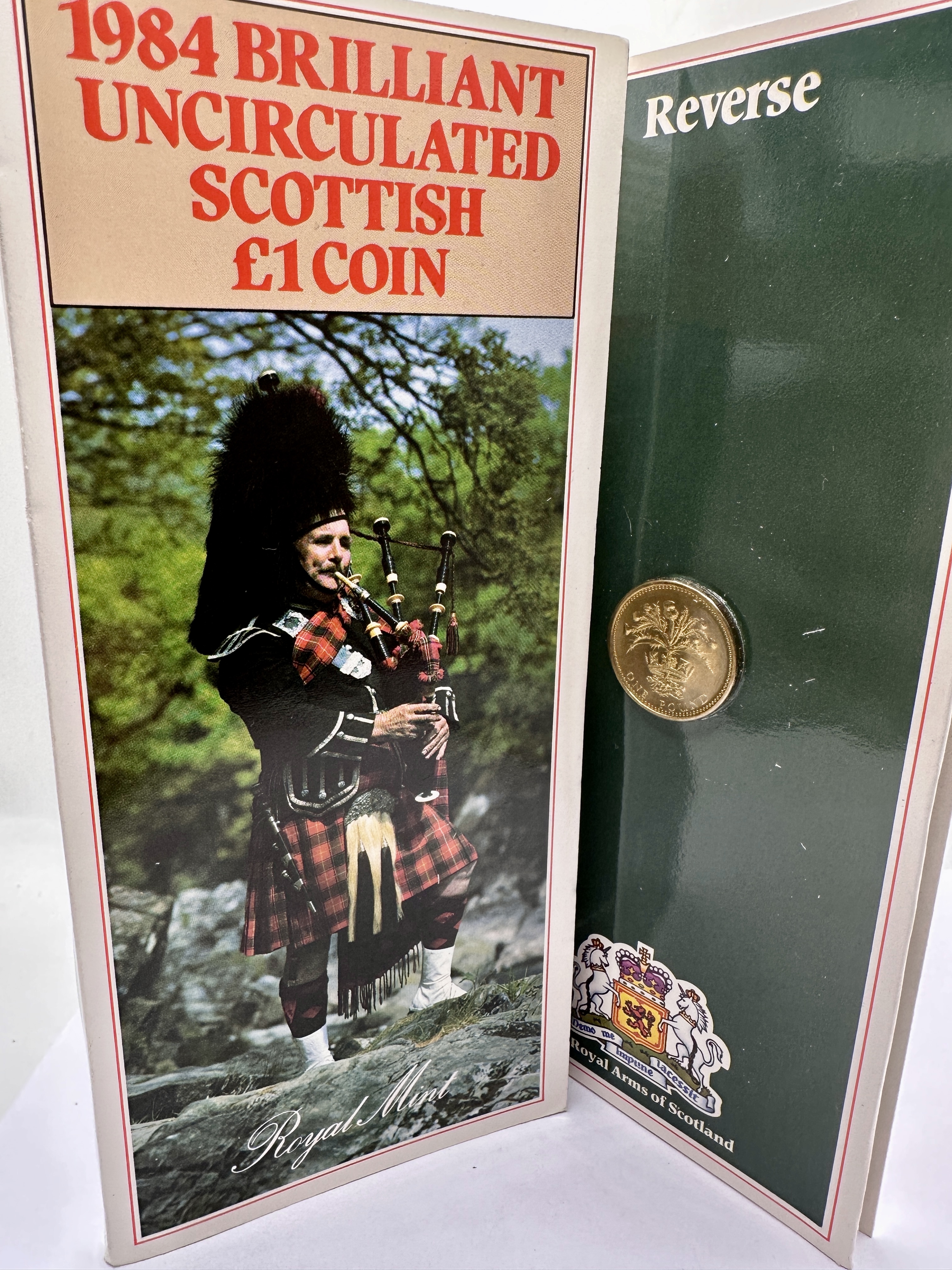 UK 1984 Scottish Nickel-brass Brilliant Uncirculated £1 Coin in Royal Mint Folder