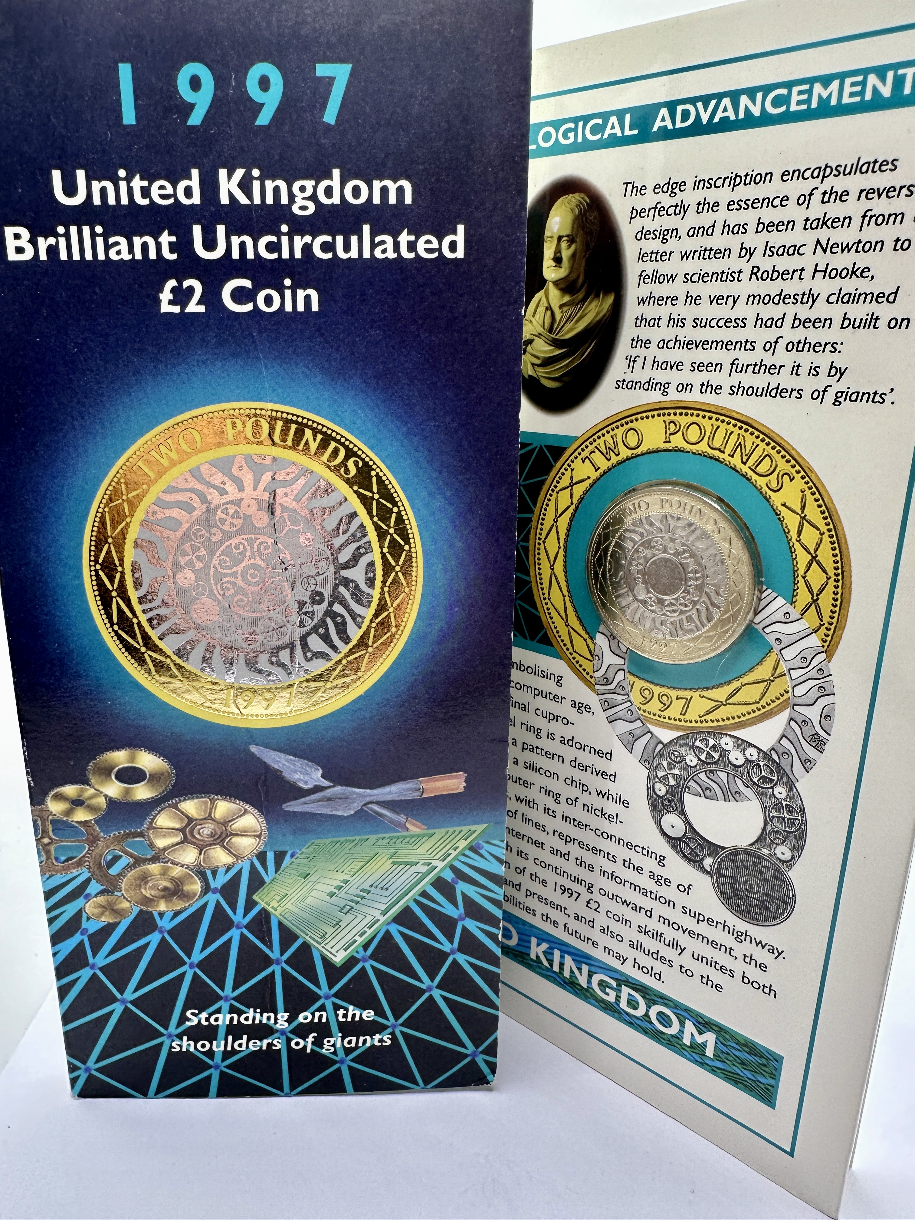 UK 1997 Brilliant Uncirculated £2 Coin, Standing on the Shoulders of Giants