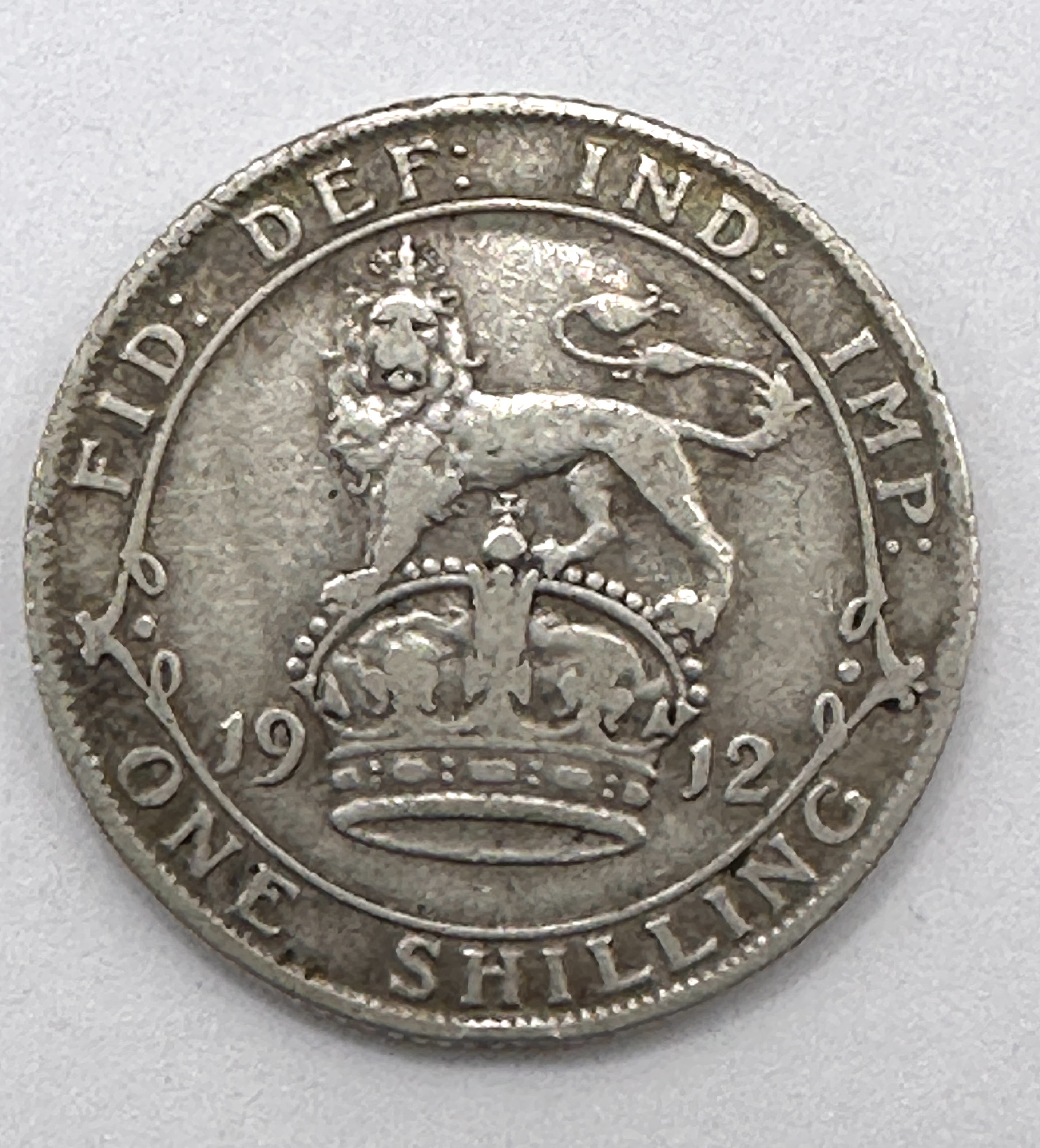 UK 1912 George V Silver One Shilling Coin