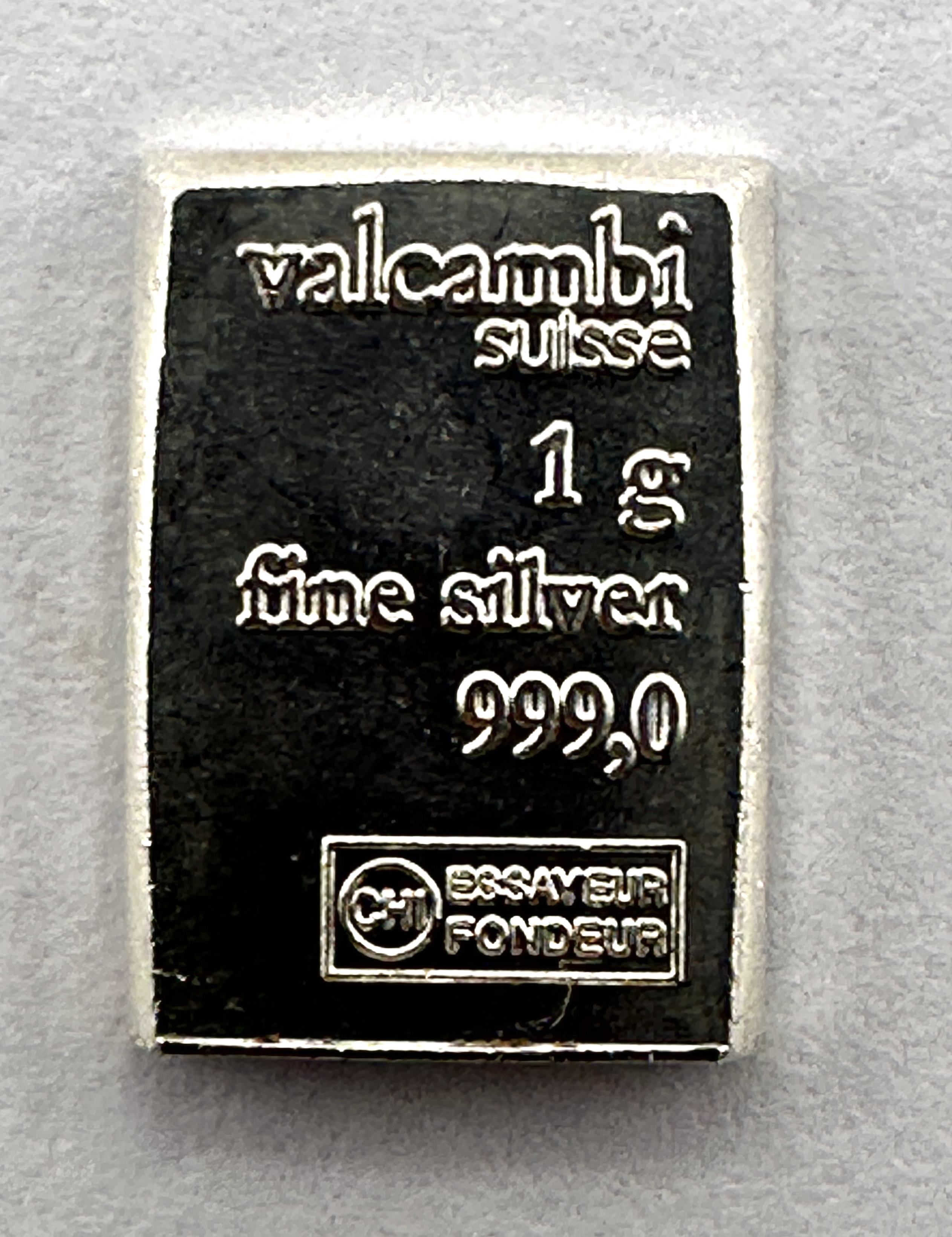 Valcambi Suisse 1 Gram 999 Fine Silver Bar