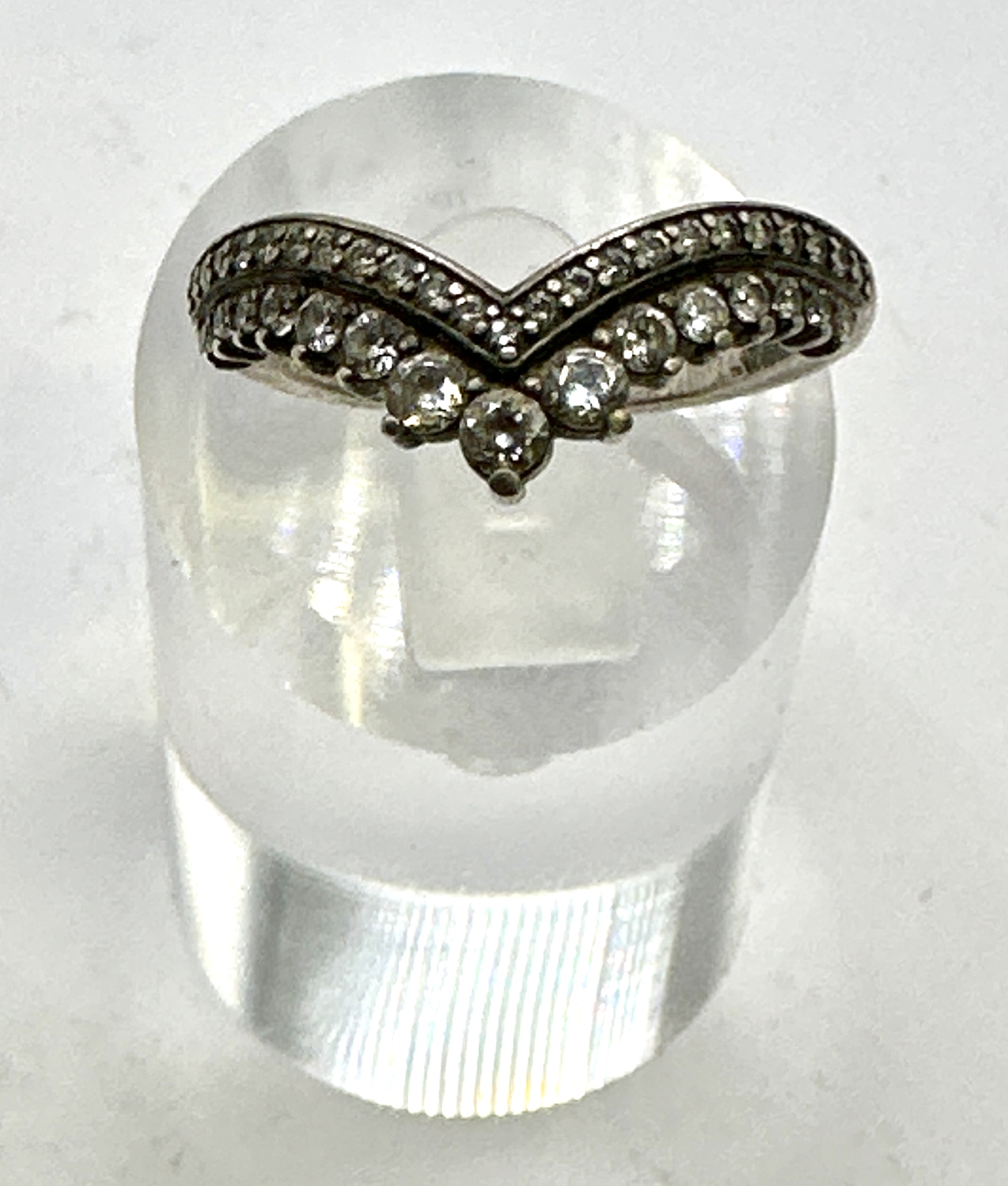 A 925 Silver Double Layered Wishbone Ring