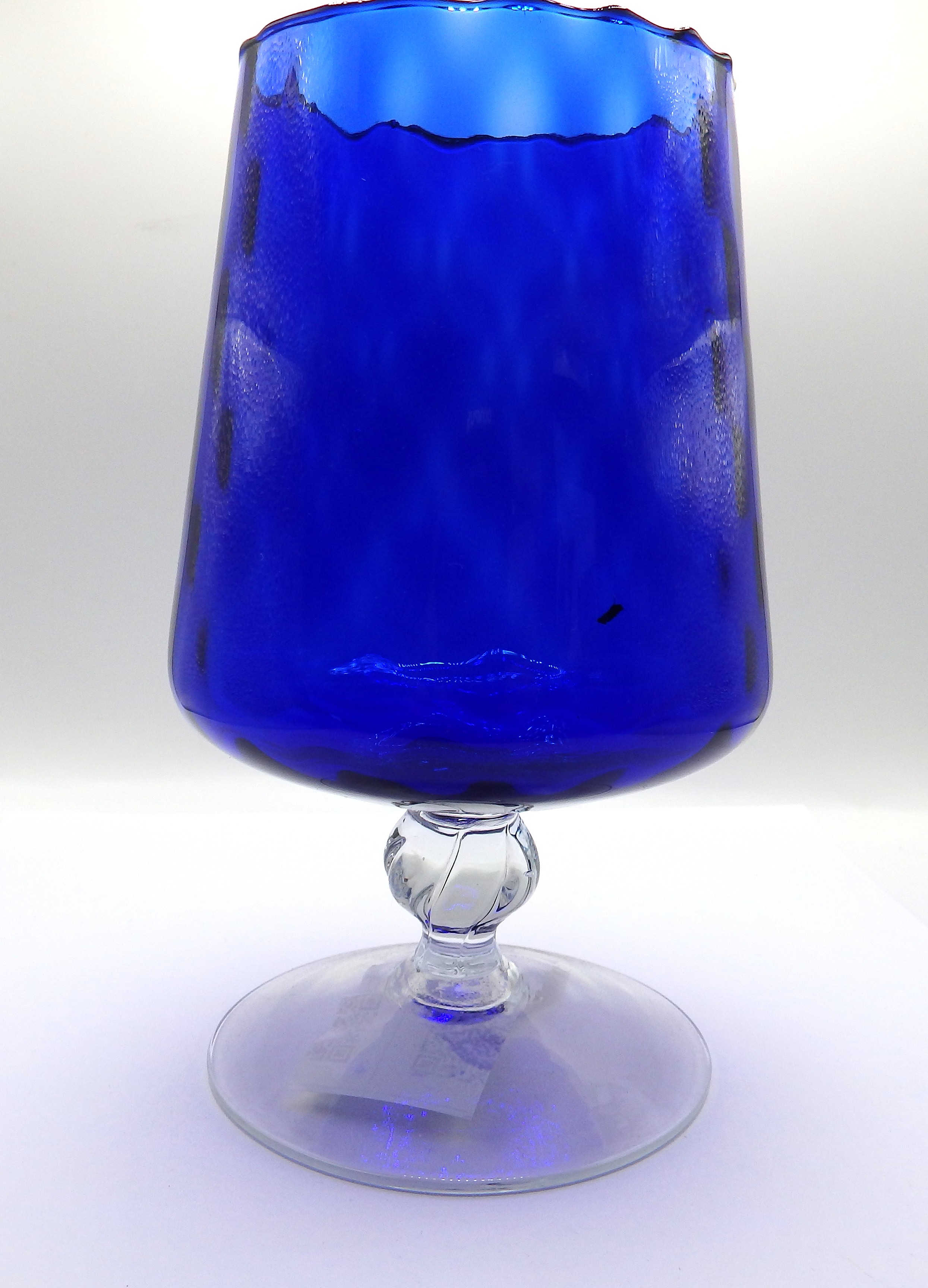 A Mid-20th Century Cobalt Blue Glass Footed Vessel