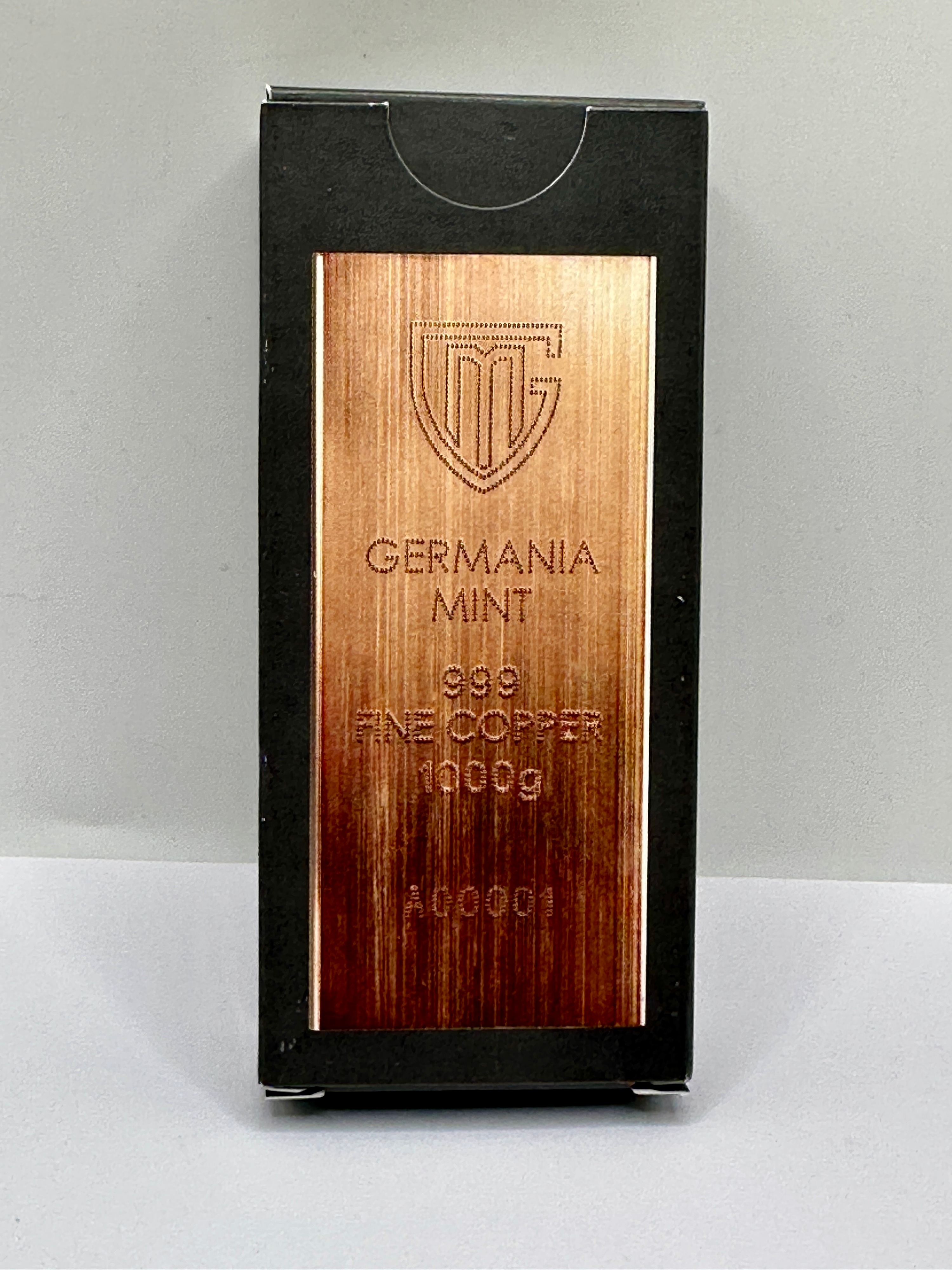 Germania Mint .999 Fine Copper 1000g Bar, Serial A00001