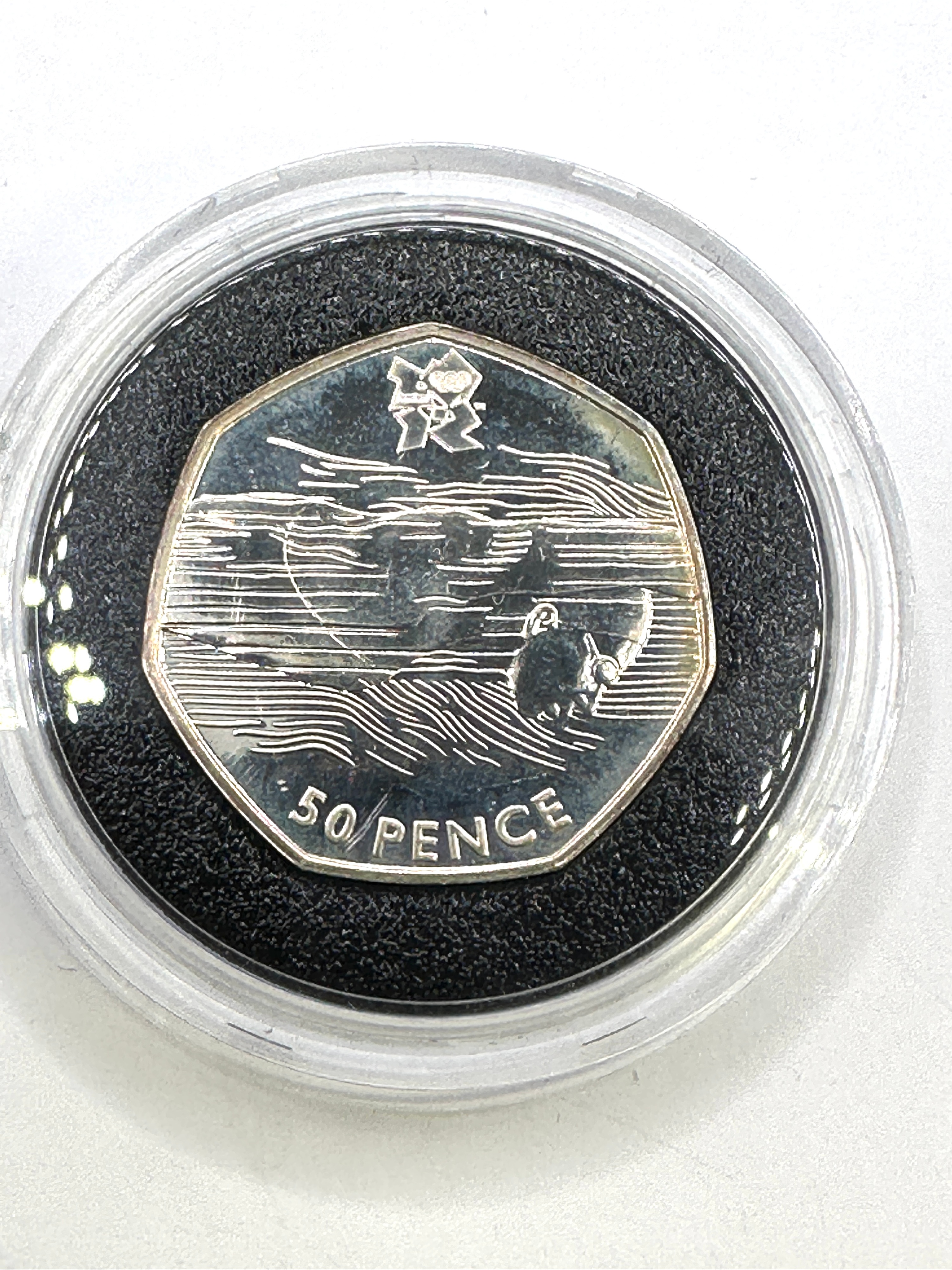 UK 2011 London 2012 Olympics Silver Proof 50 Pence Coin, Aquatics