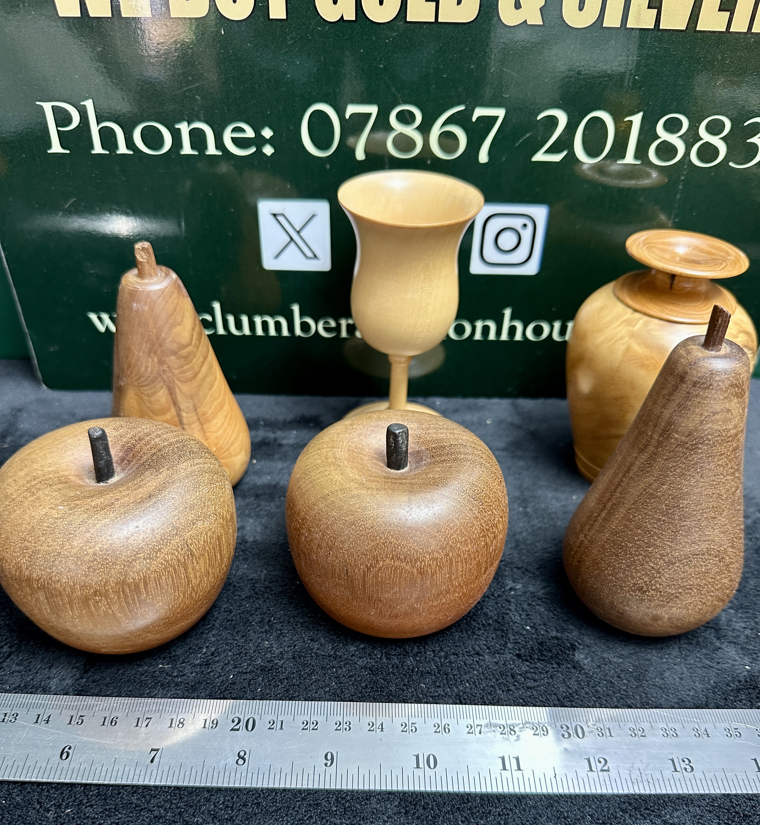 A Collection of Hand-Turned Fruit and Tableware