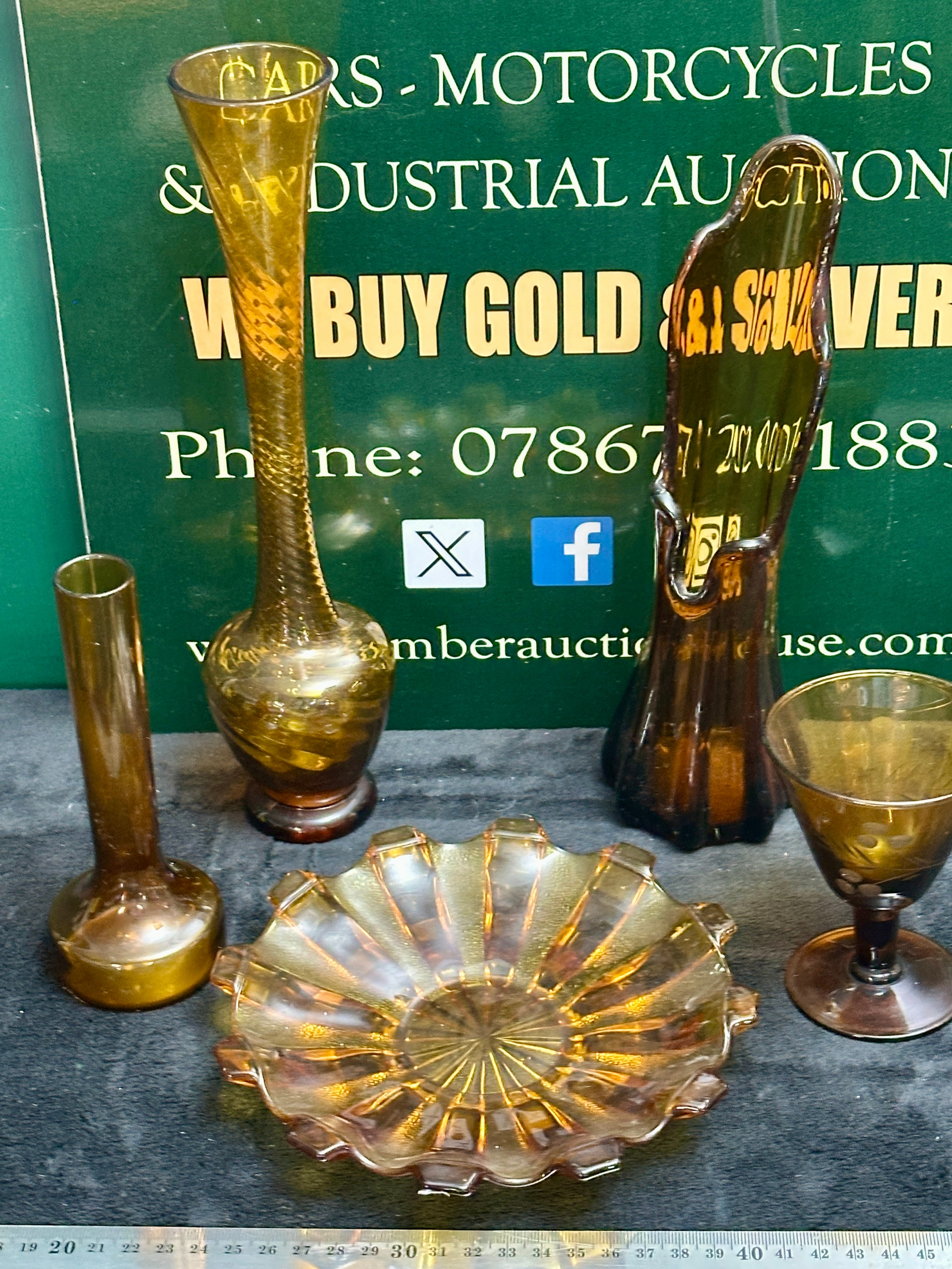 A Collection of Amber Glass Vessels