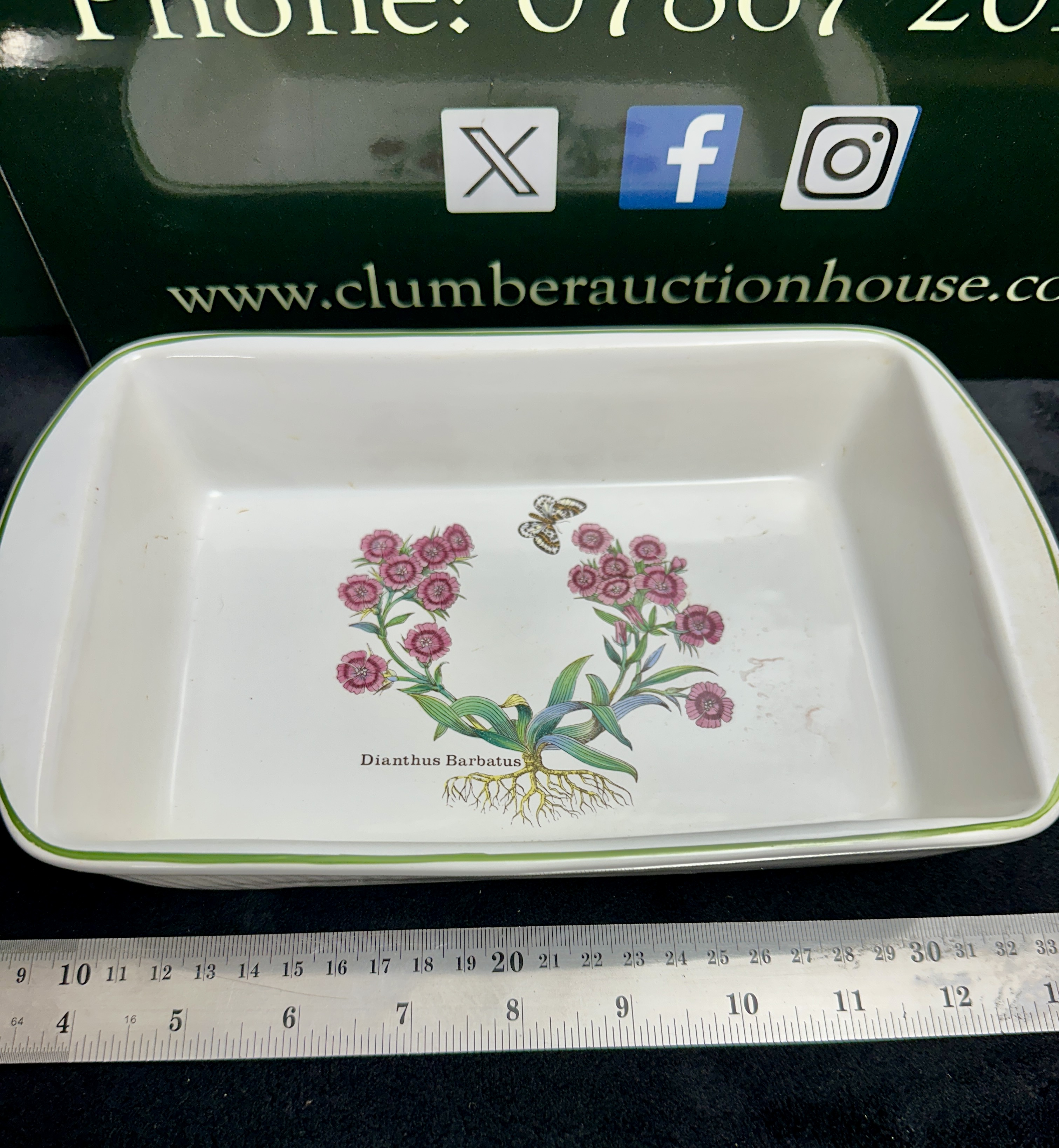 A Ceramic Rectangular Roaster, Dianthus Barbatus Pattern