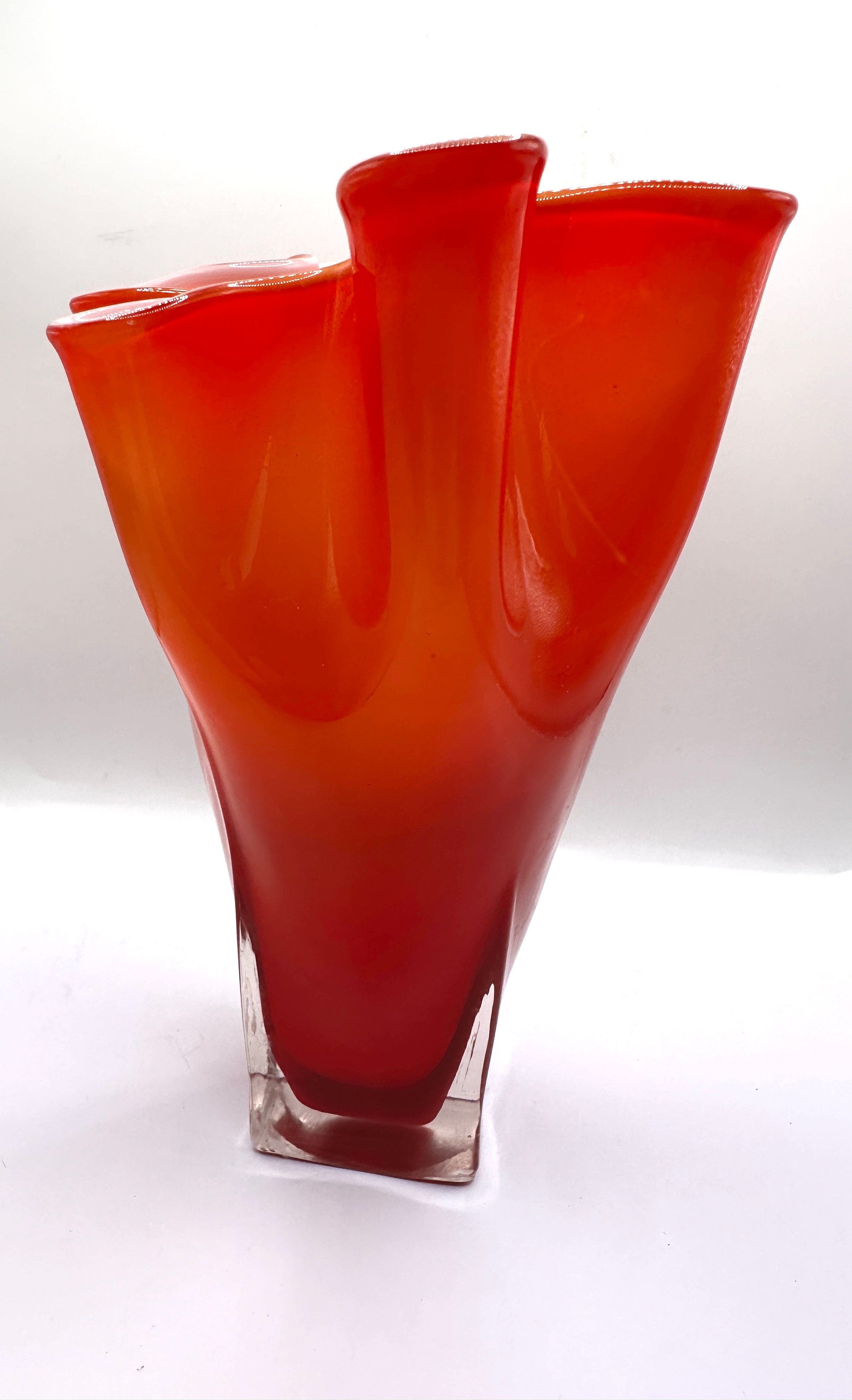 A Mid-20th Century Fazzoletto Form Art Glass Vase
